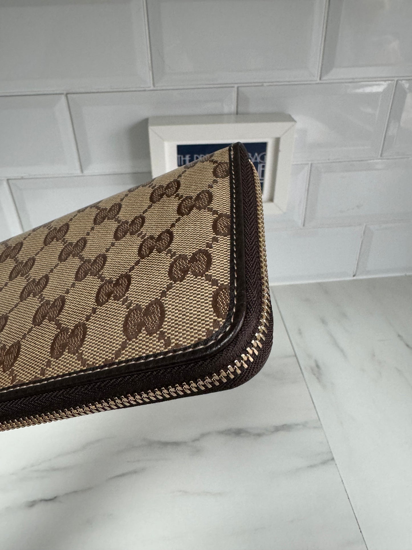 Gucci GG Crystal Zip Wallet - Brown