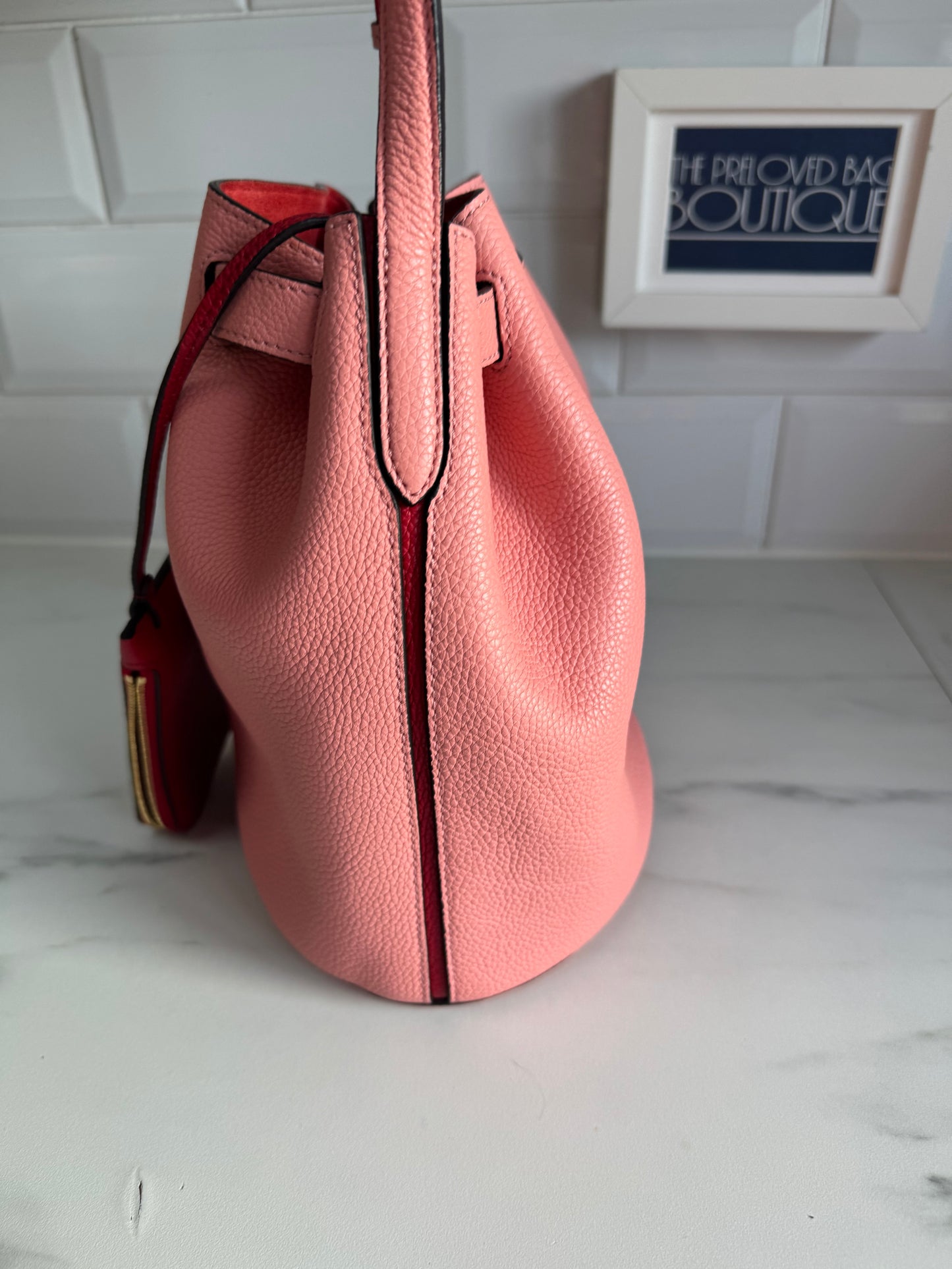 Mulberry Abbey Bucket Bag - Macaroon Pink & Red