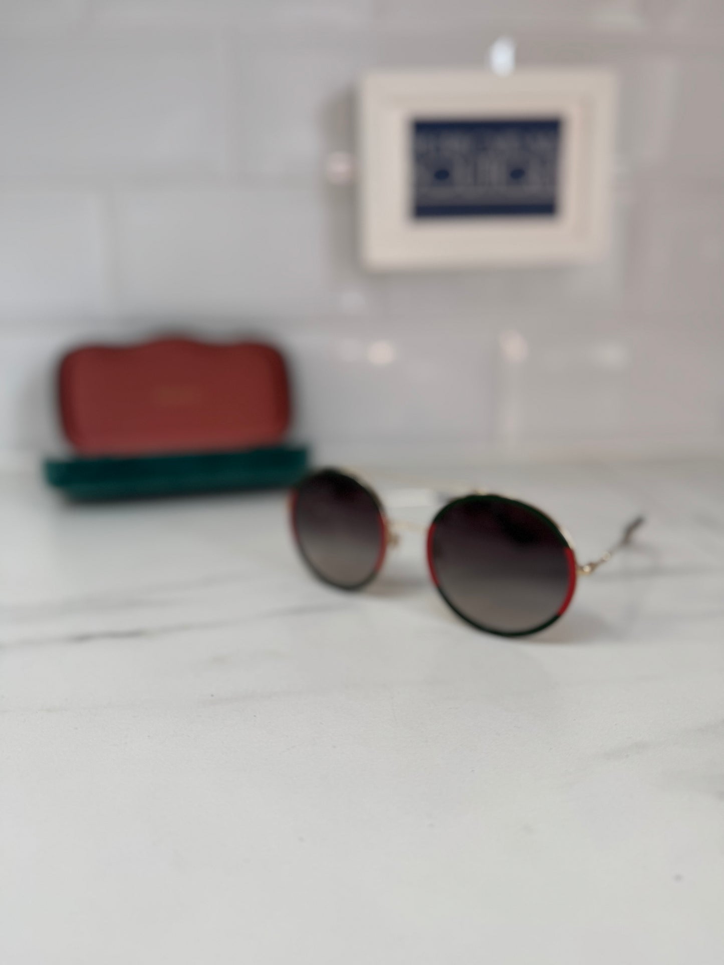 Gucci Round Sunglasses - Green and Red