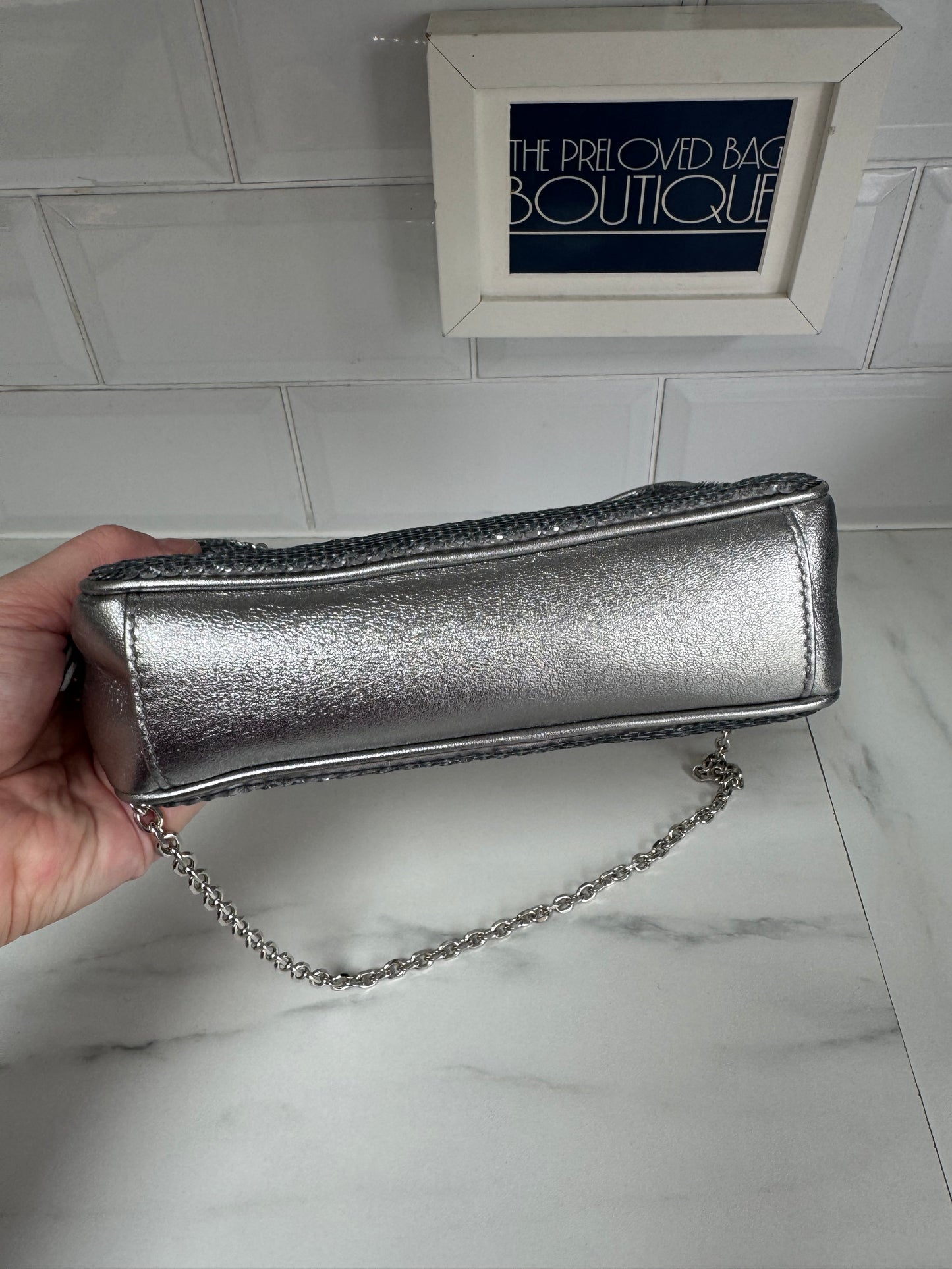Miu Miu Sequin Camera Bag - Silver