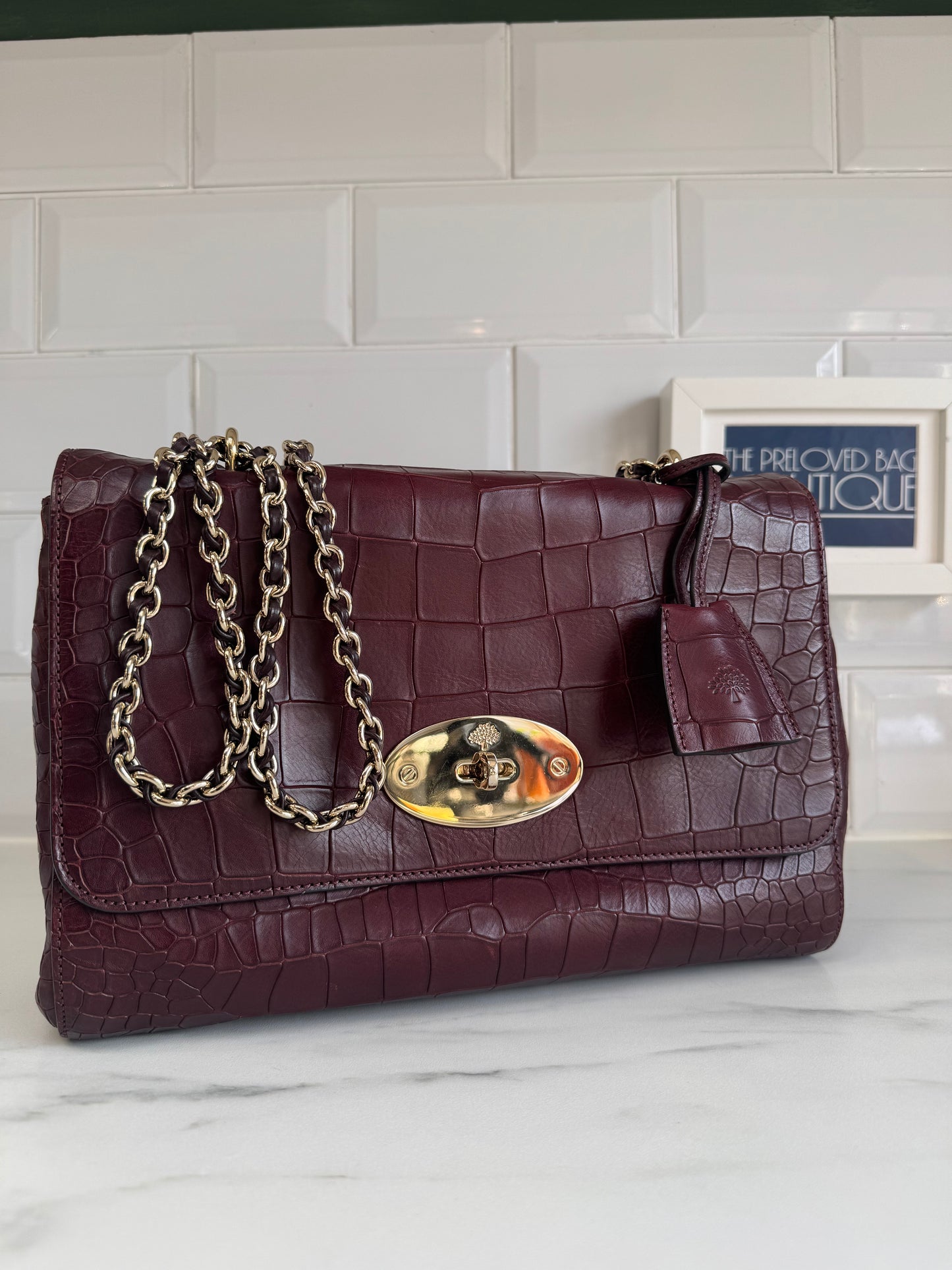 Mulberry Medium Lily - Oxblood Croc Embossed