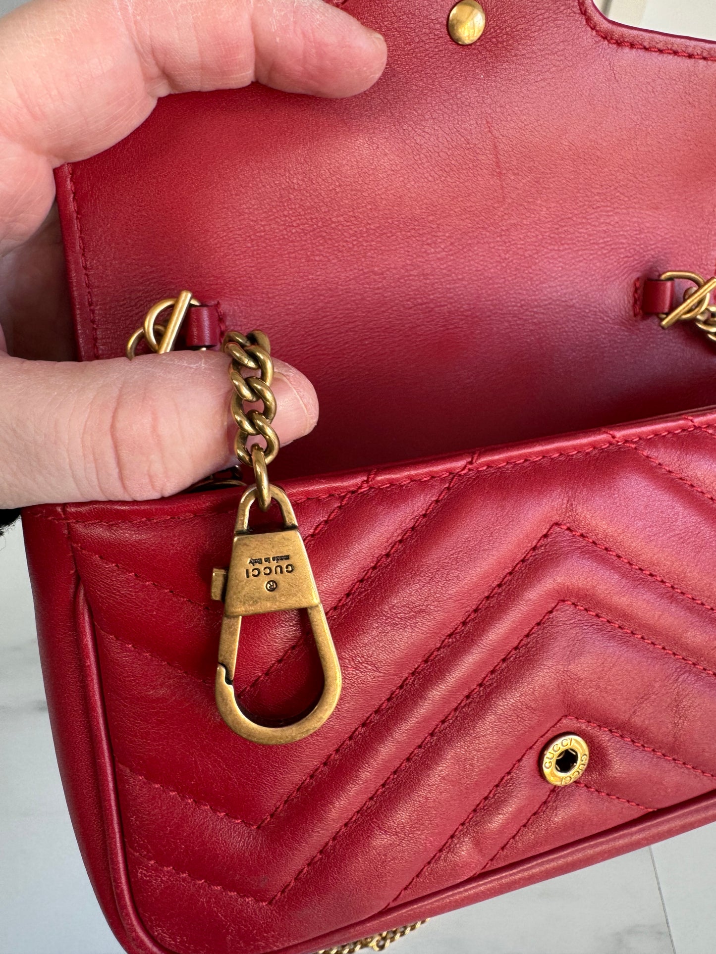 Gucci Super Mini Marmont - Red