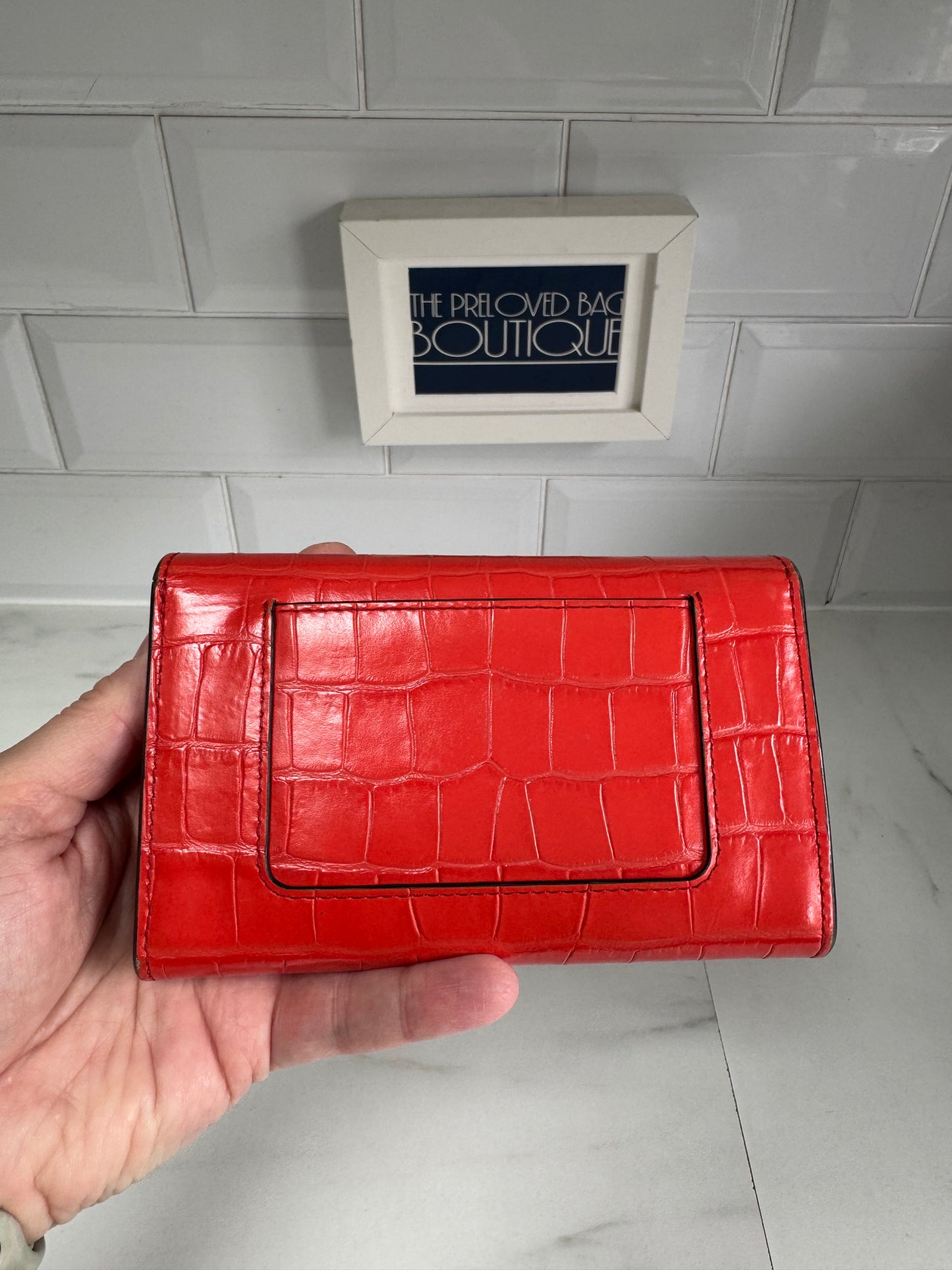 Mulberry Medium Darley wallet - Tomato Red Croc Embossed