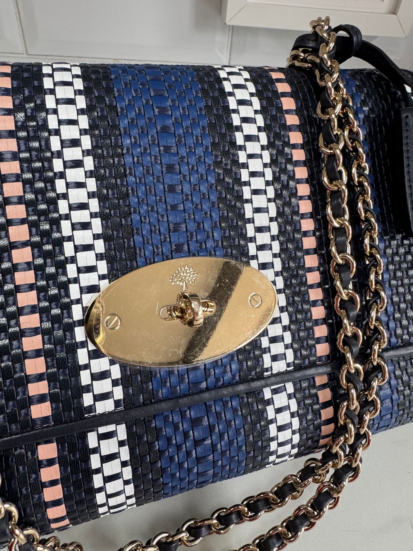 Mulberry Medium Twilight Rafia Lily - blue, pink, black and white