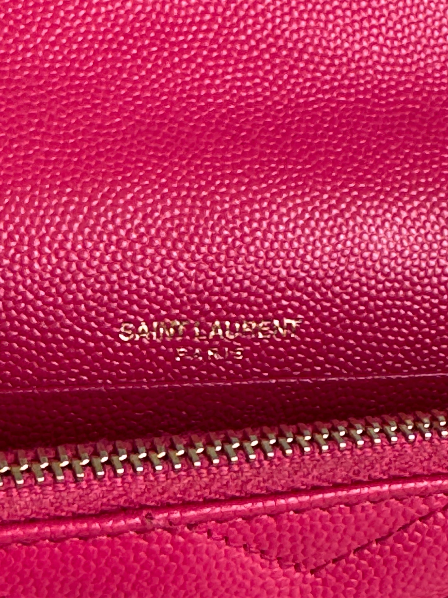 YSL/Saint Laurent Paris Cassandre Envelope Chain Wallet - Fuschia Pink