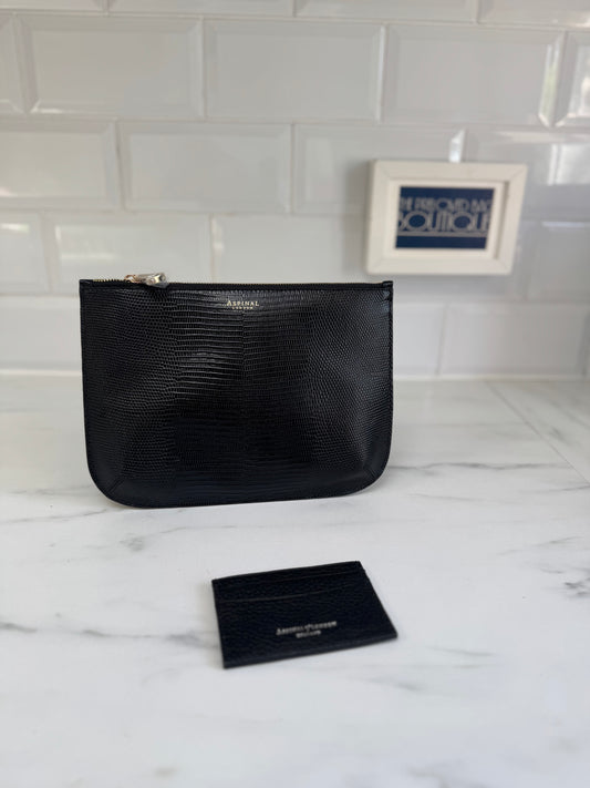 Aspinal of London Zip top clutch & Card Holder - Black