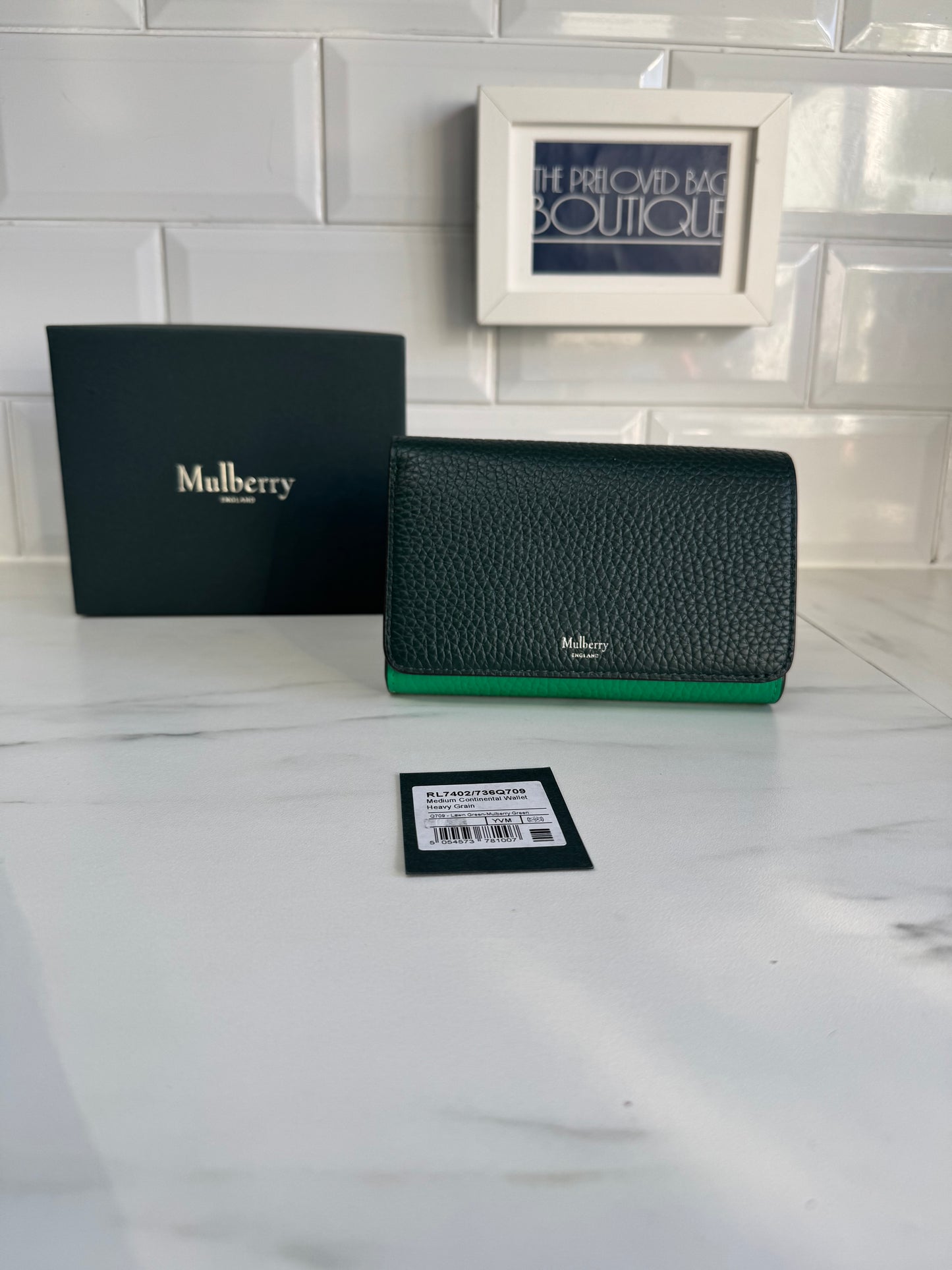 Mulberry Medium Continental Wallet - Mulberry Green and Lawn Green