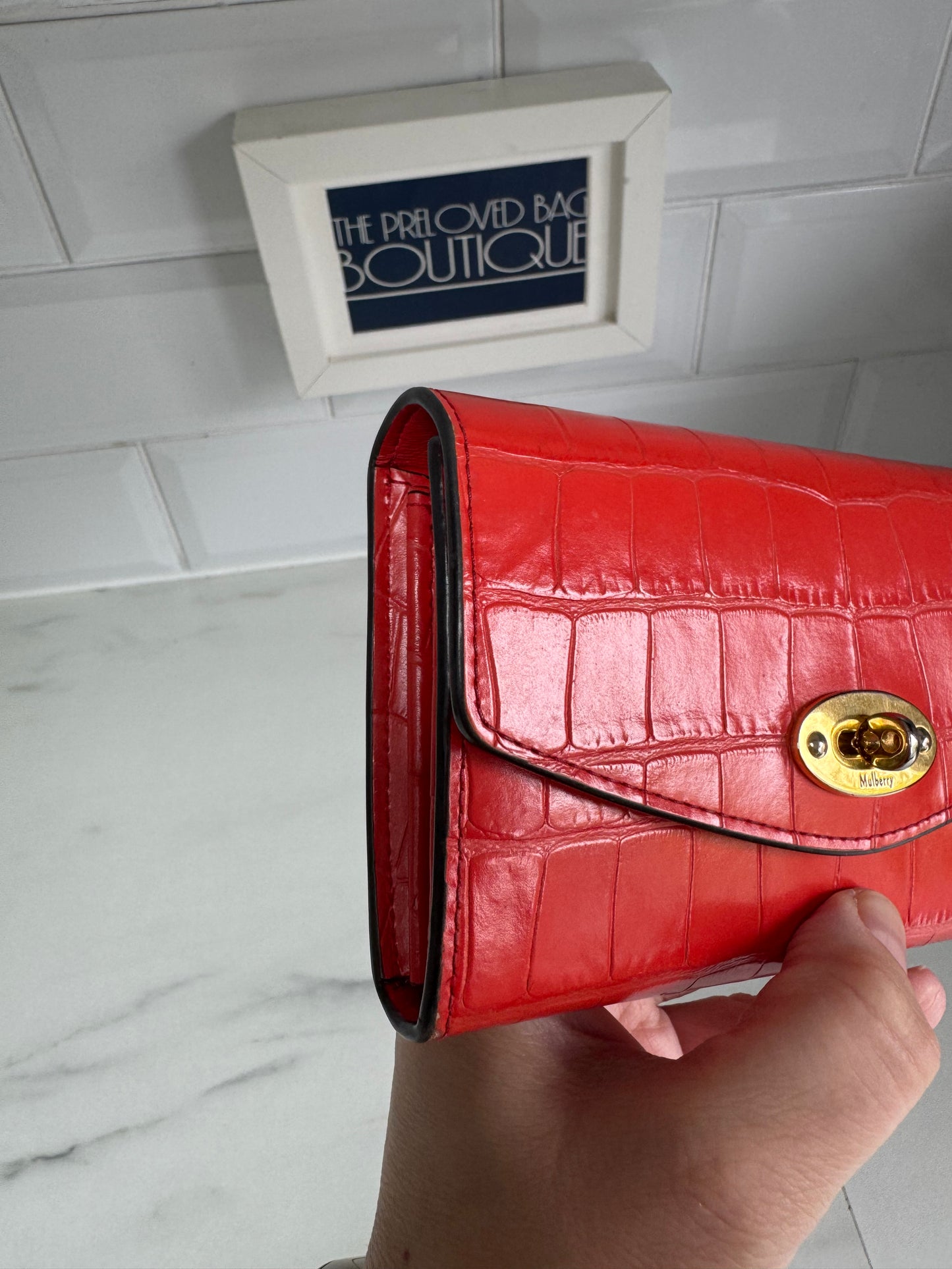 Mulberry Medium Darley wallet - Tomato Red Croc Embossed