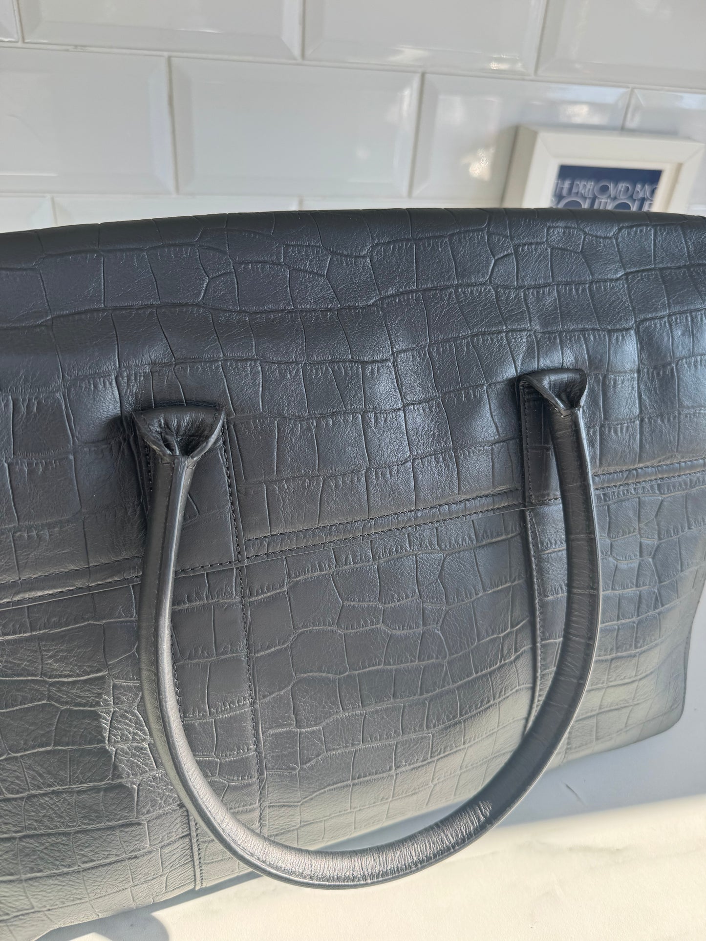 Mulberry Matte Croc Embossed Bayswater - Black