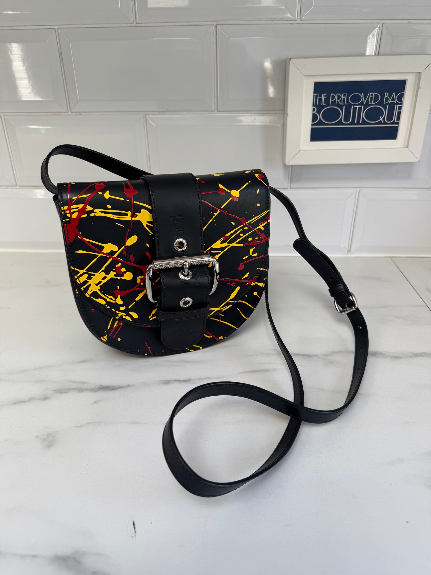 Vivienne Westwood Alex Saddle Bag - Black, Yellow, Red