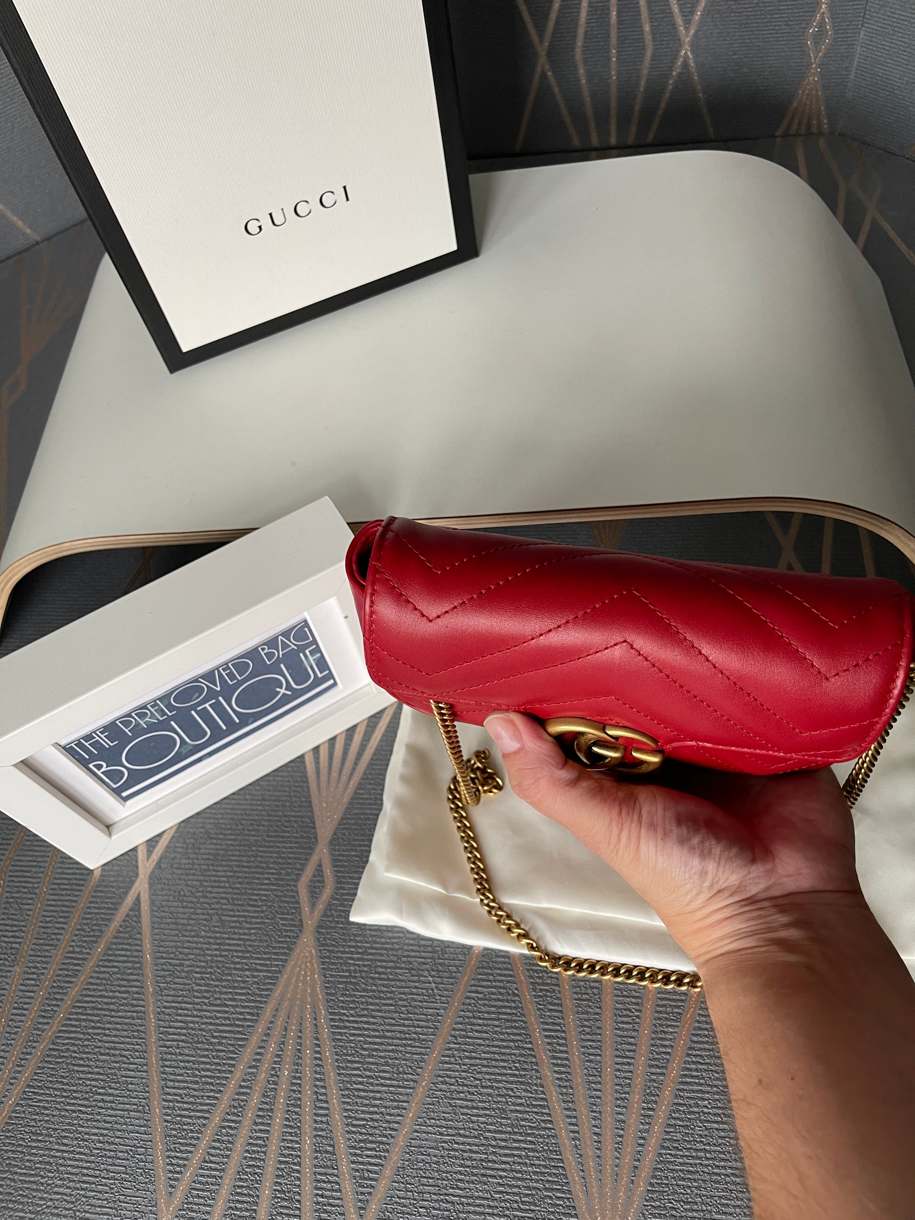 Gucci Super Mini Marmont Red The Preloved Bag Boutique