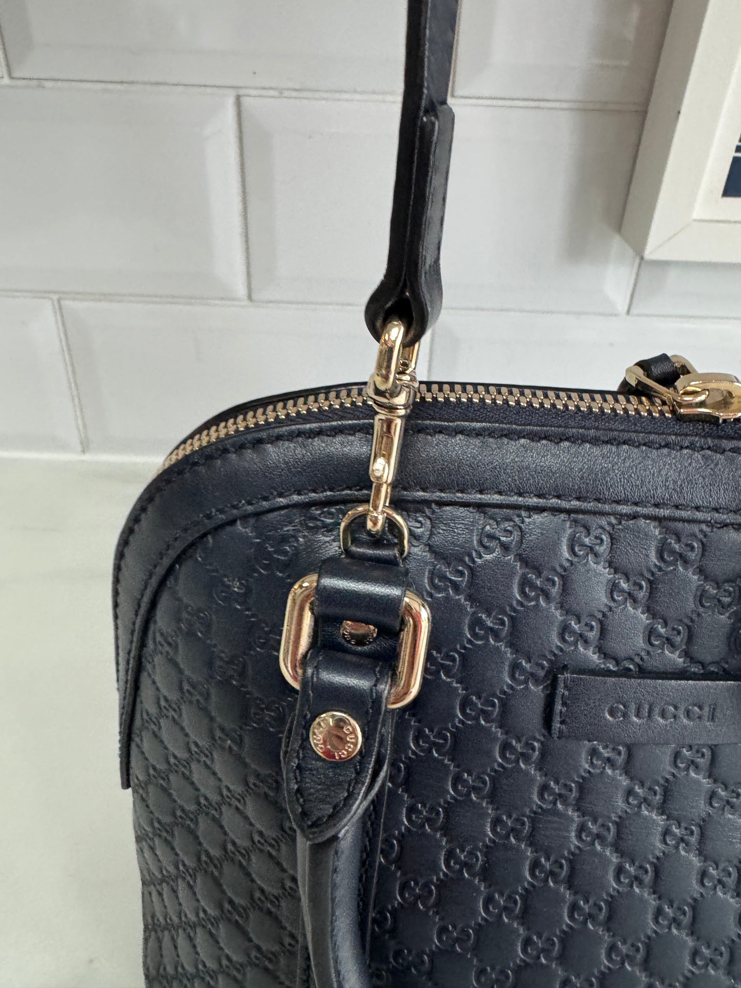 Gucci Guccissima Small Dome Bag - Navy