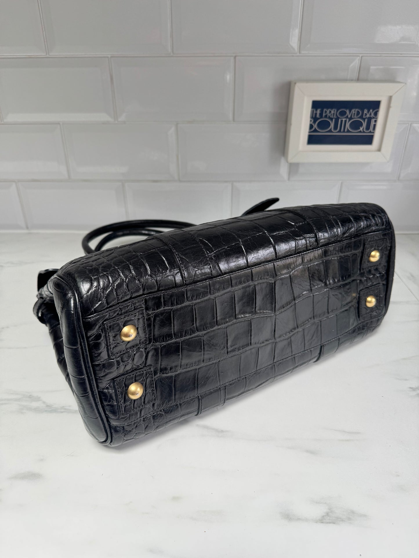 Mulberry Croc Embossed Bayswater - Black