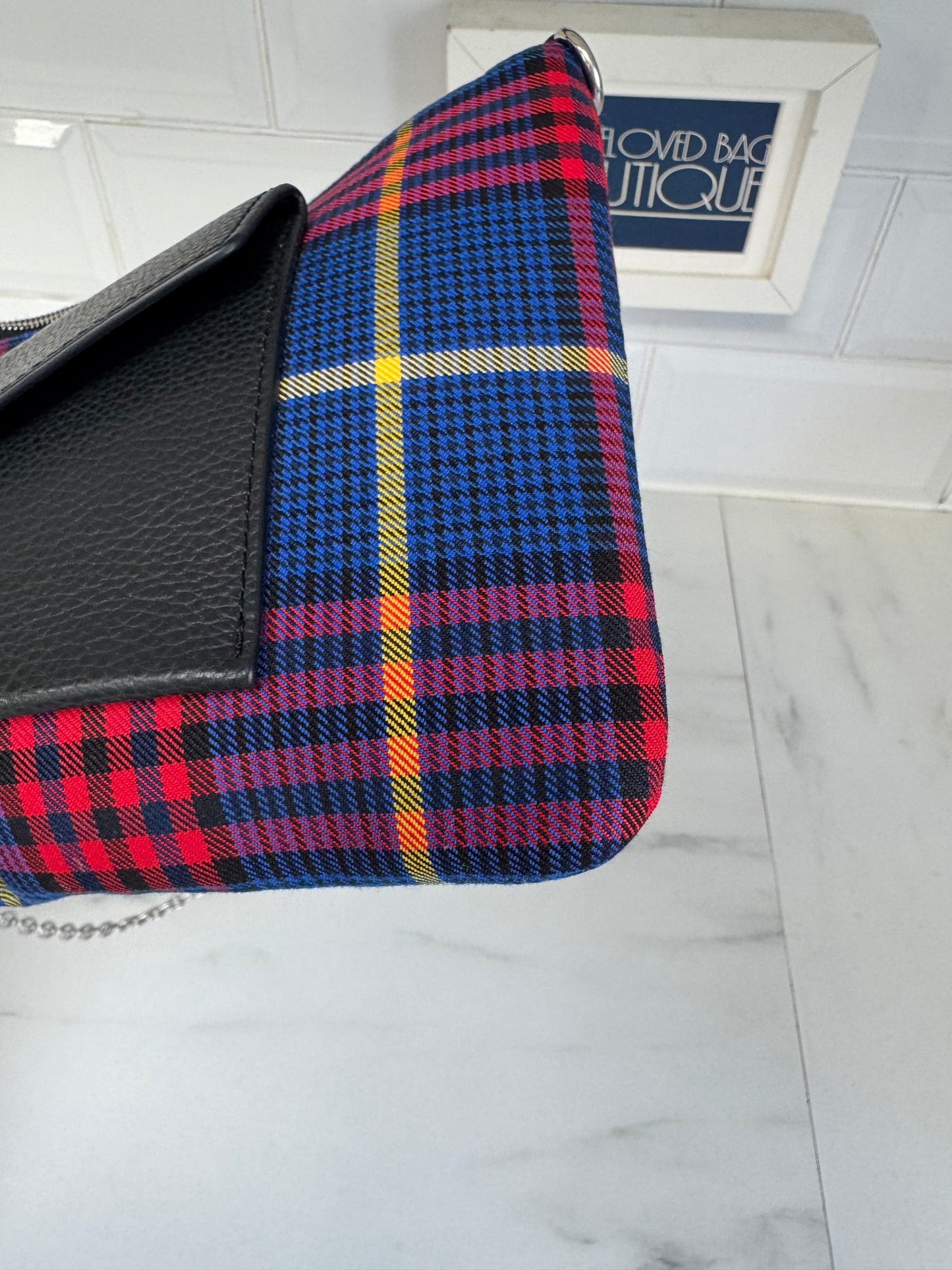 Mulberry Tartan Pouch - Blue Yellow and Red