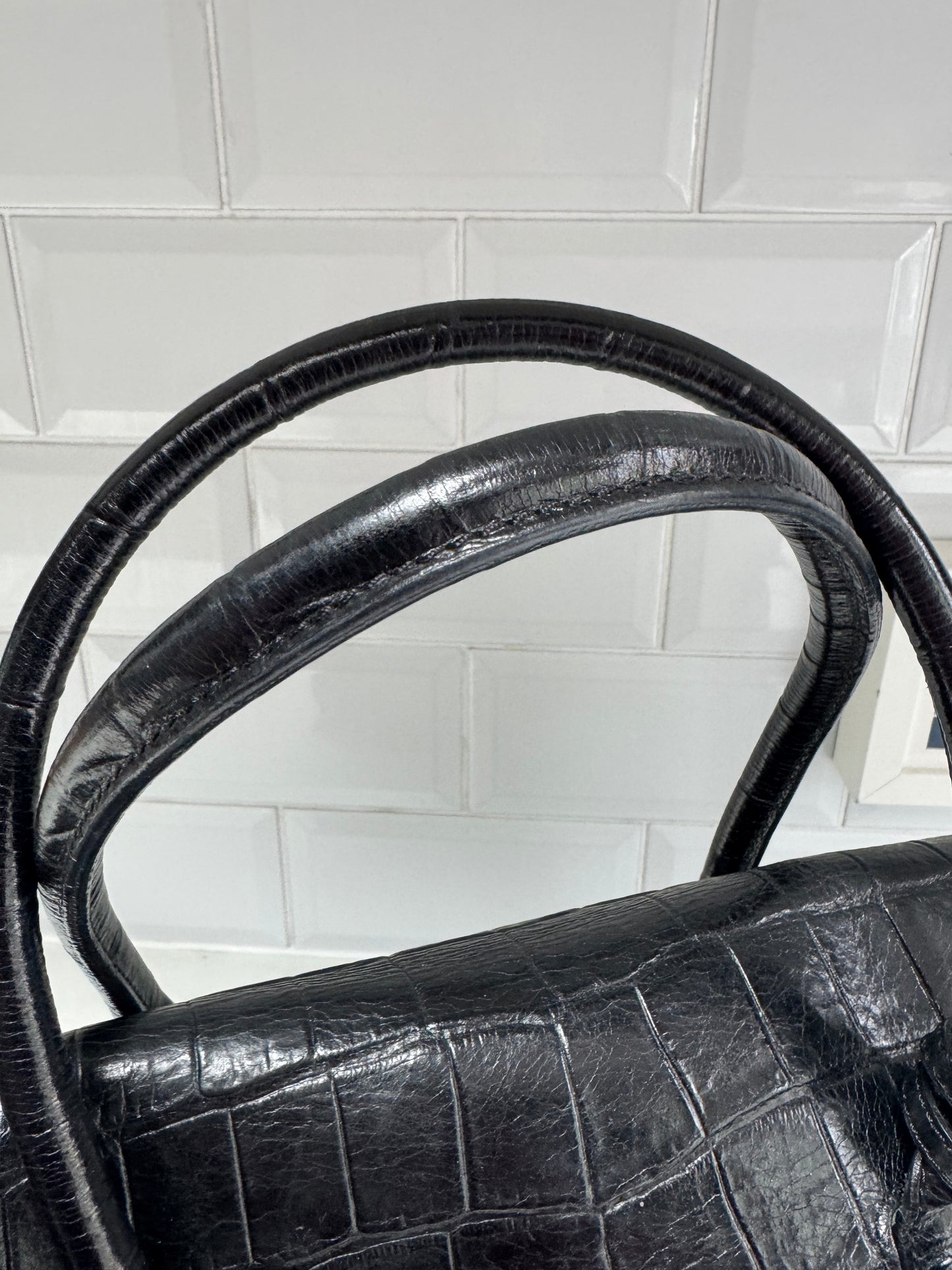 Mulberry Croc Embossed Bayswater - Black
