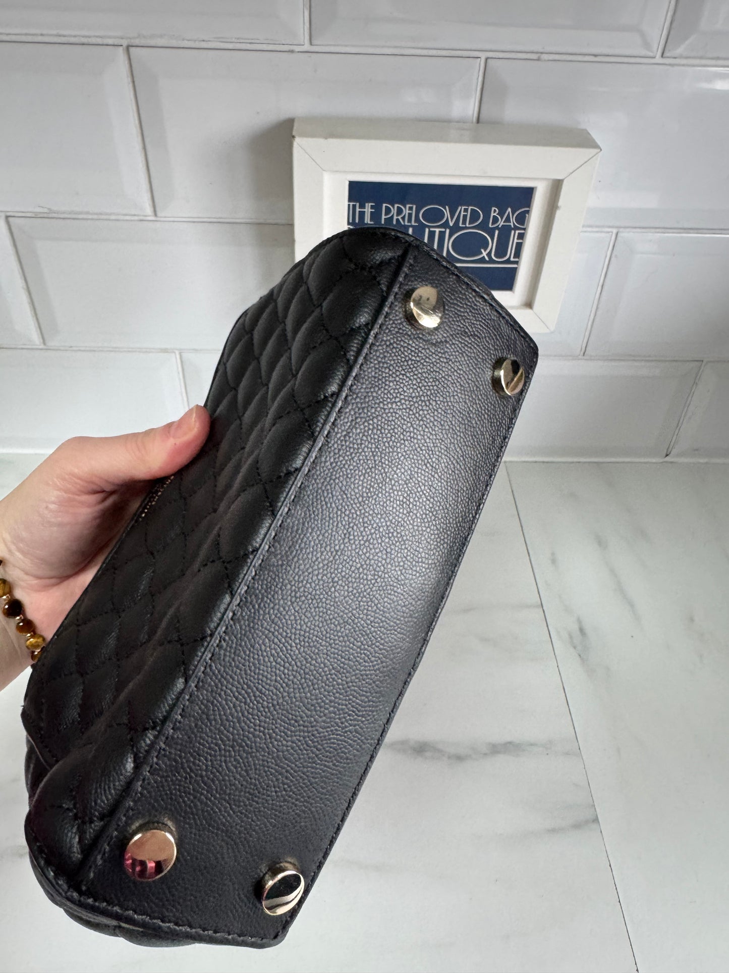 Aspinal of London Lottie Quilted Shoulder Bag - Black