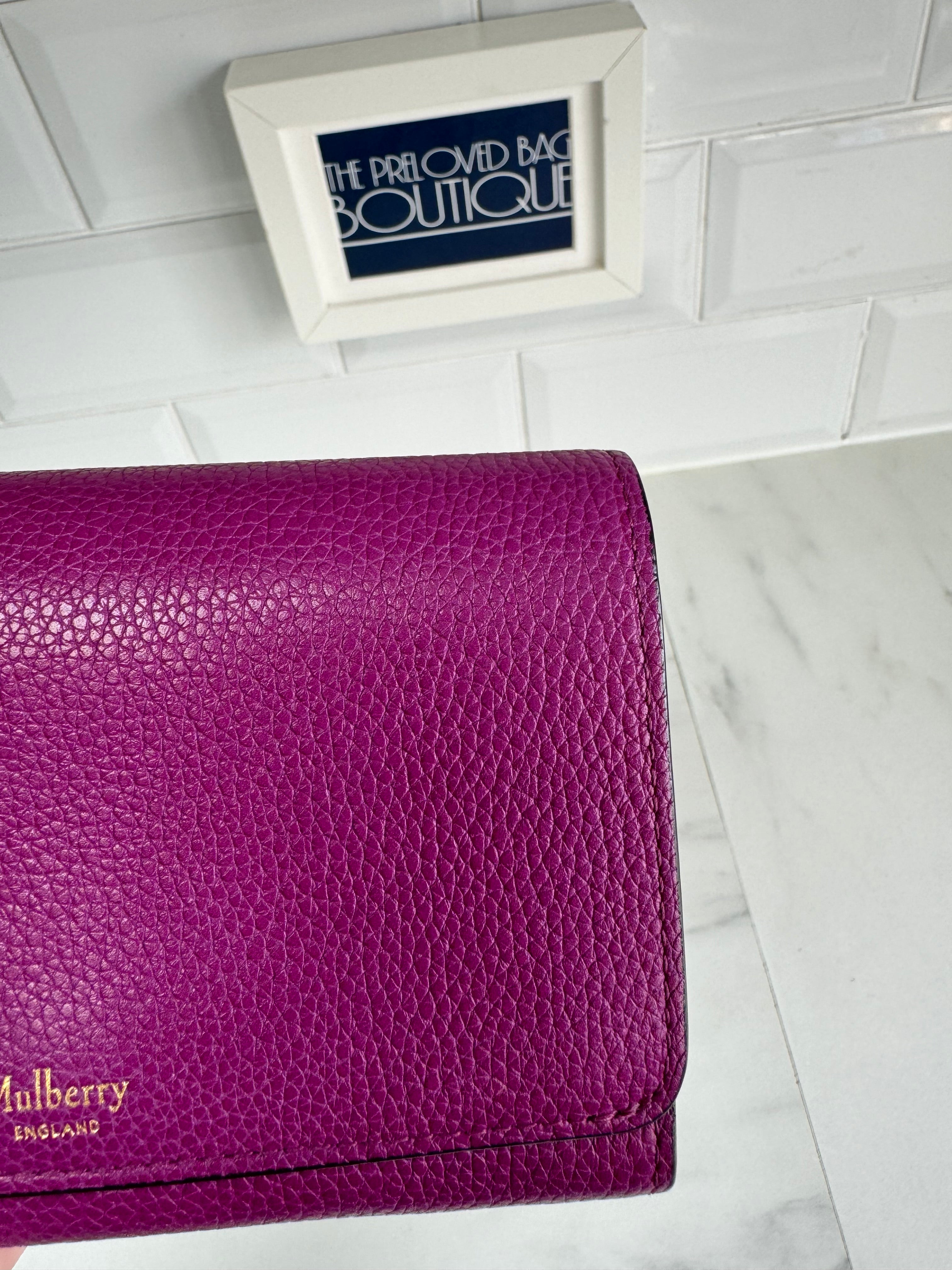 Mulberry Iris Silky Calf Leather Leather Zip Around Purse, Lilac  Blossom/Crimson | Compare | Grazia