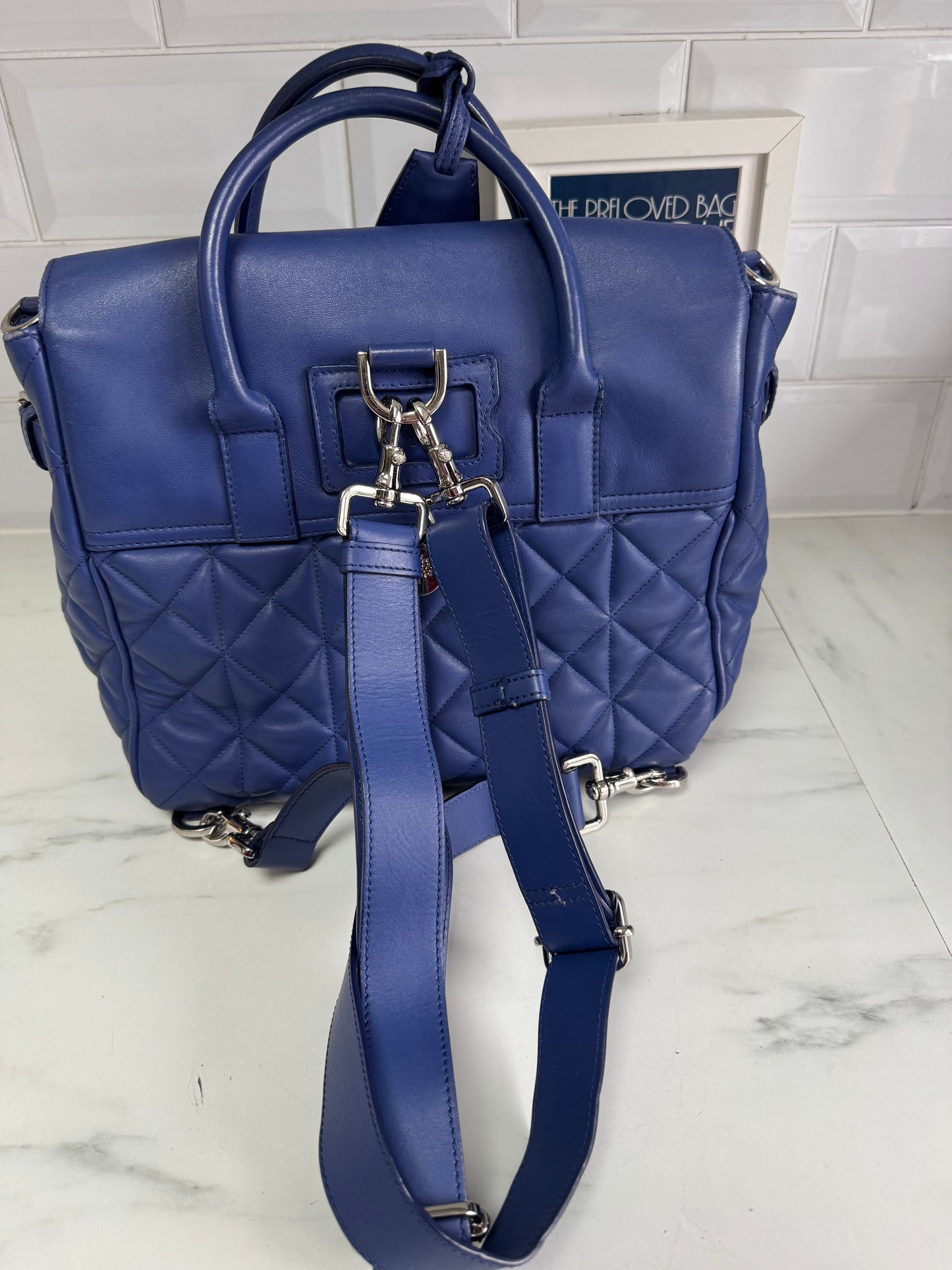 Mulberry Medium Quilted “Cara Delevingne” Backpack - Indigo Blue