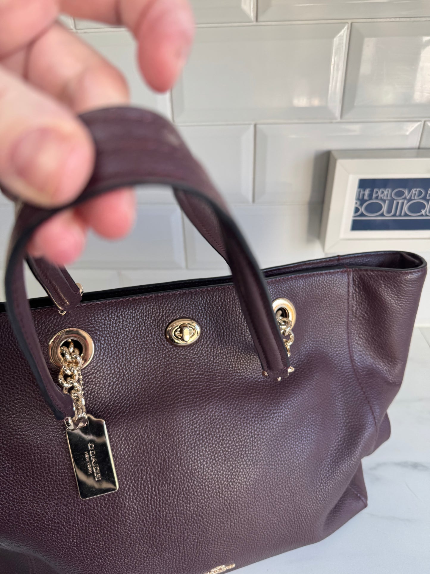 Coach Turnlock Tote - Burgundy