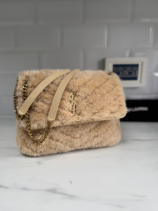 Saint Laurent Medium Niki Shearling - Cream