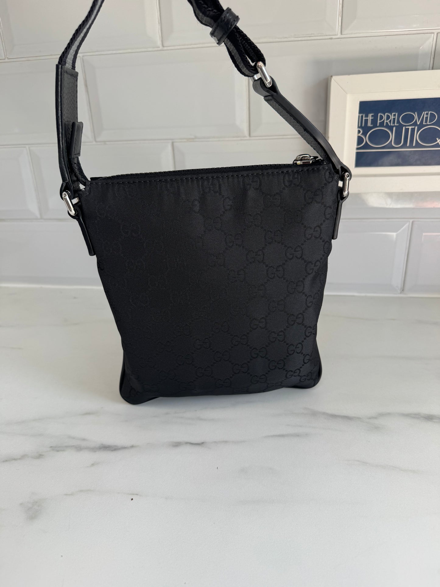 Gucci Nylon Mini Flat Messenger - Black
