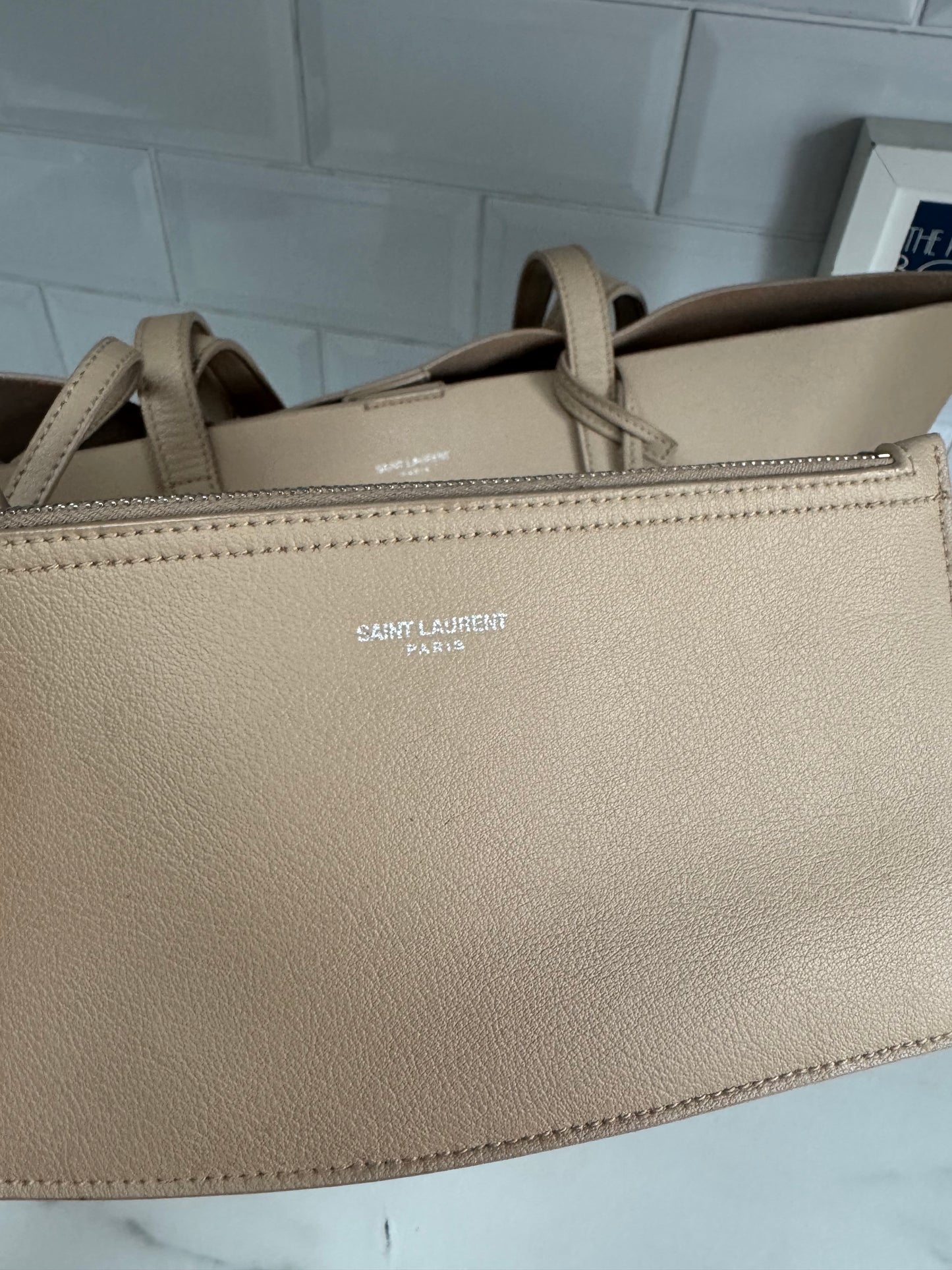 Saint Laurent East West Shopper Tote - Beige
