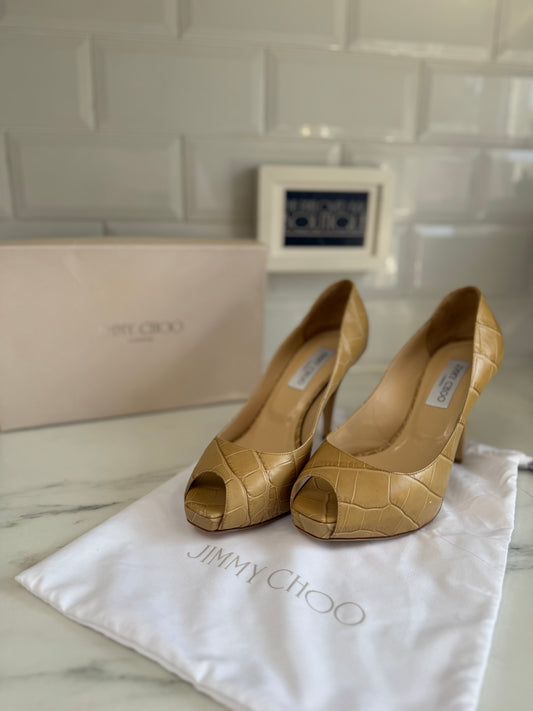 Jimmy Choo Peep Toe - Biscuit