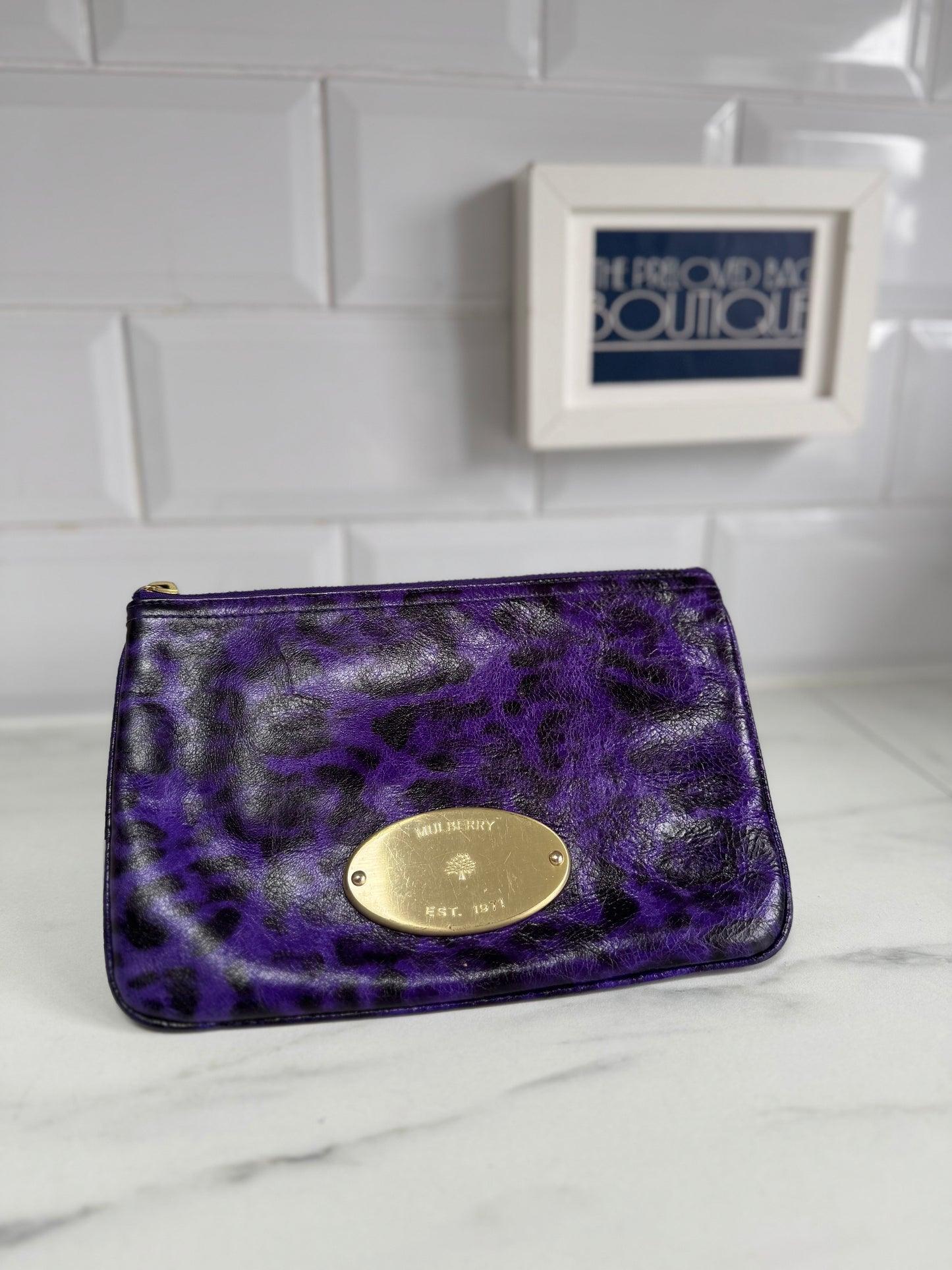 Mulberry Mitzy Zip Top Pouch - Purple Animal sprint