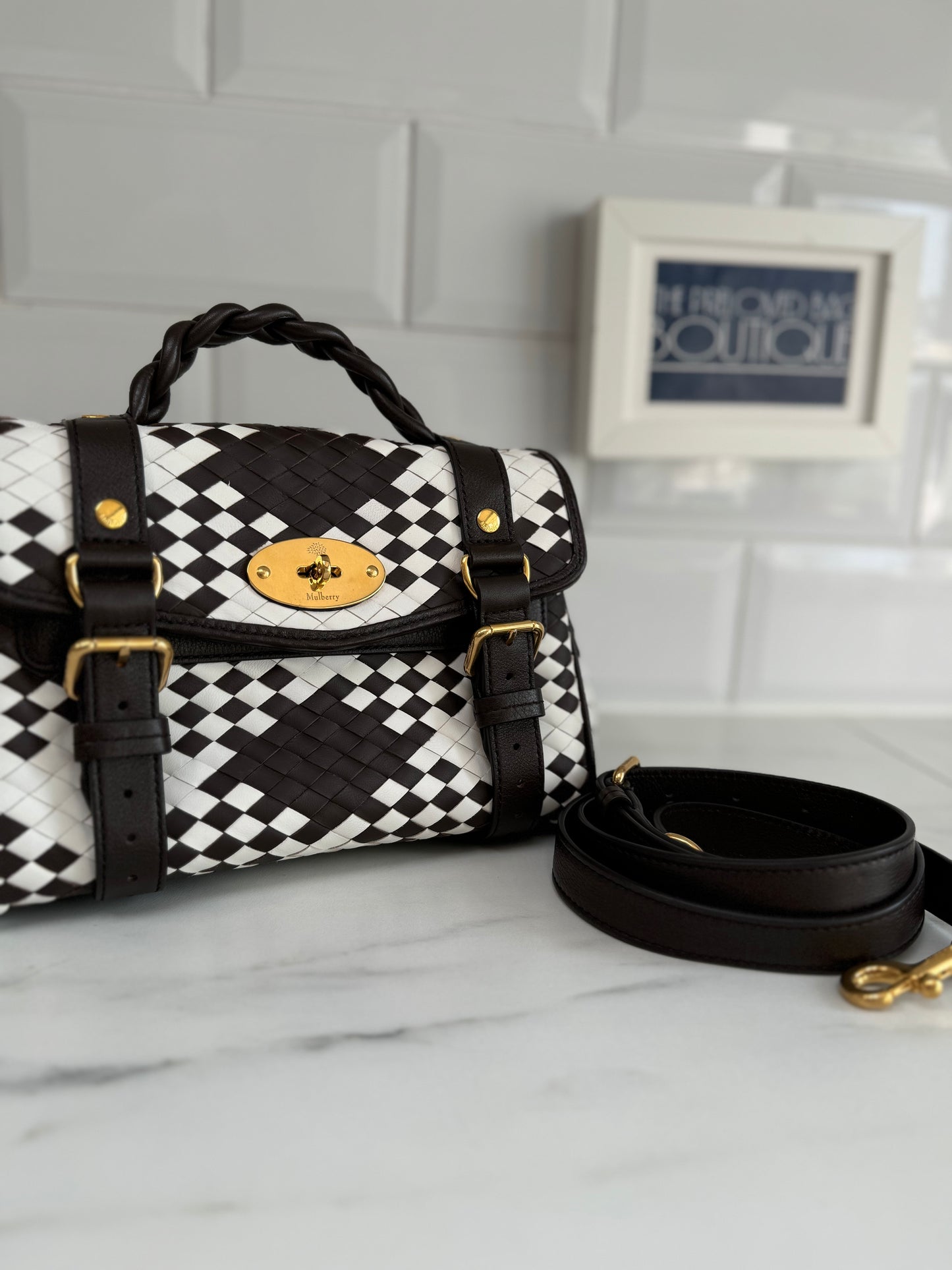 Mulberry Mini Alexa - Ebony and Ivory