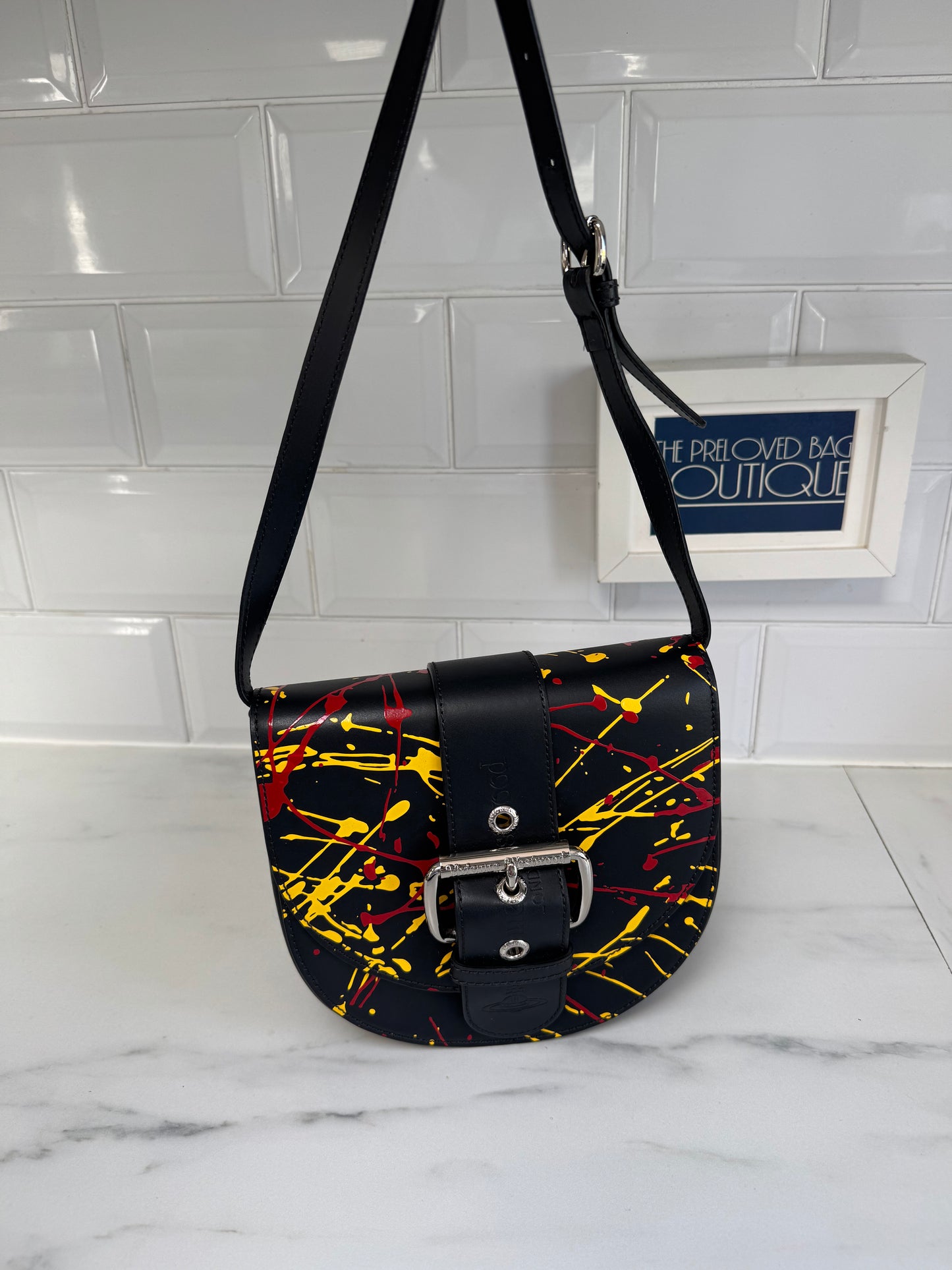 Vivienne Westwood Alex Saddle Bag - Black, Yellow, Red