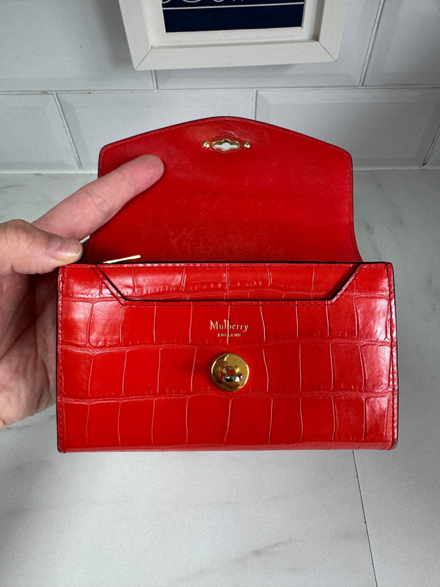 Mulberry Medium Darley wallet - Tomato Red Croc Embossed