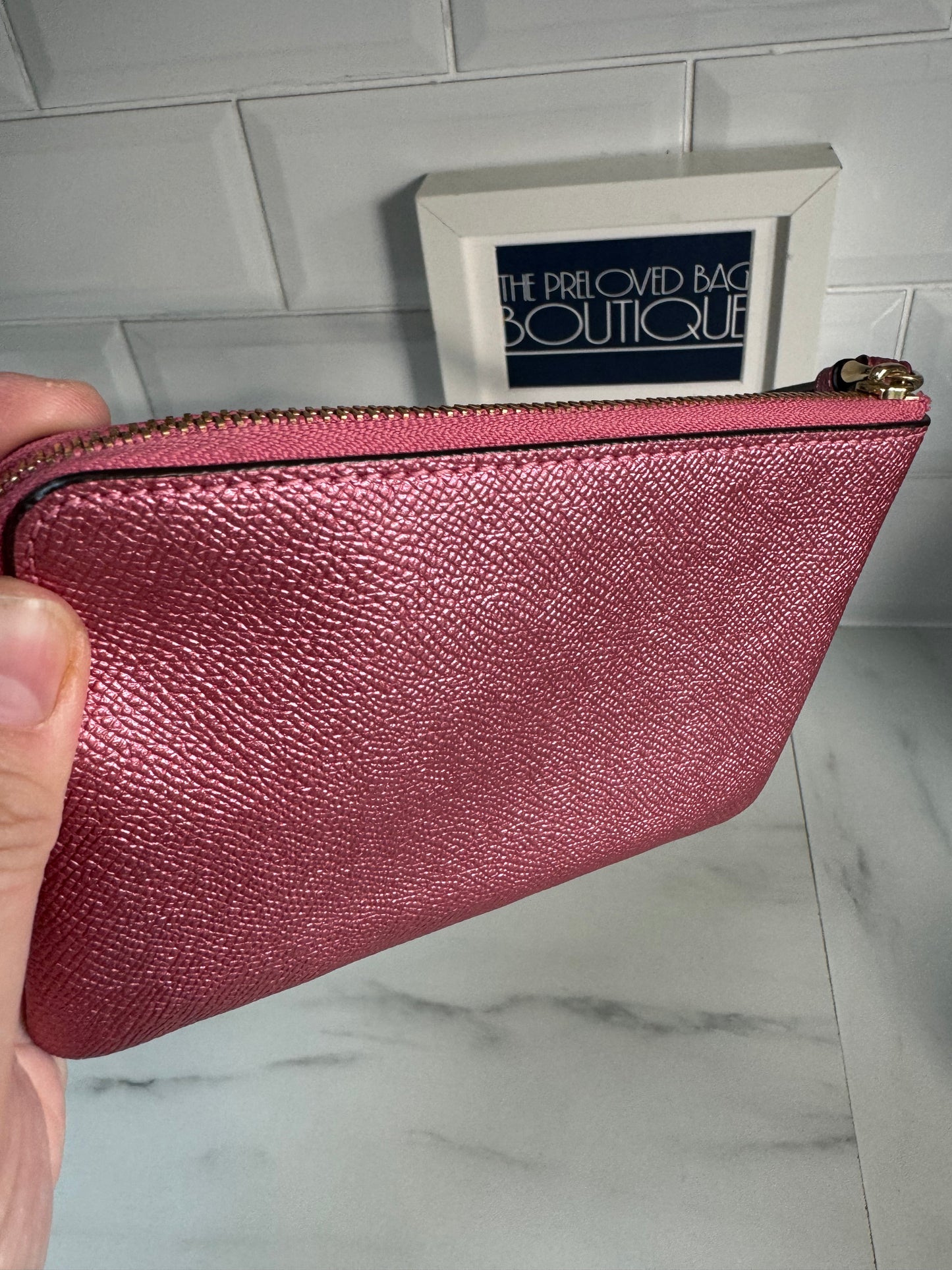 Coach Wristlet Pouch - Metallic Pink