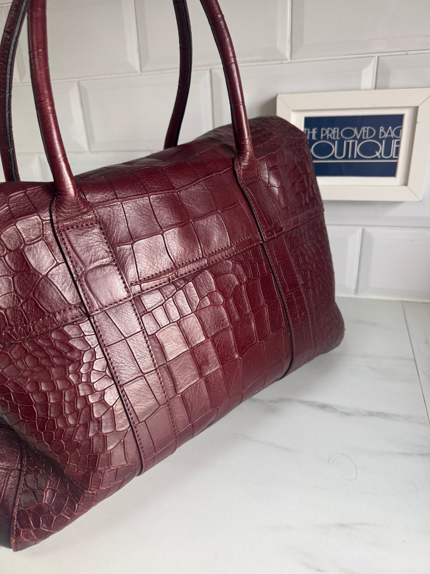 Mulberry Bayswater - Oxblood Croc Embossed
