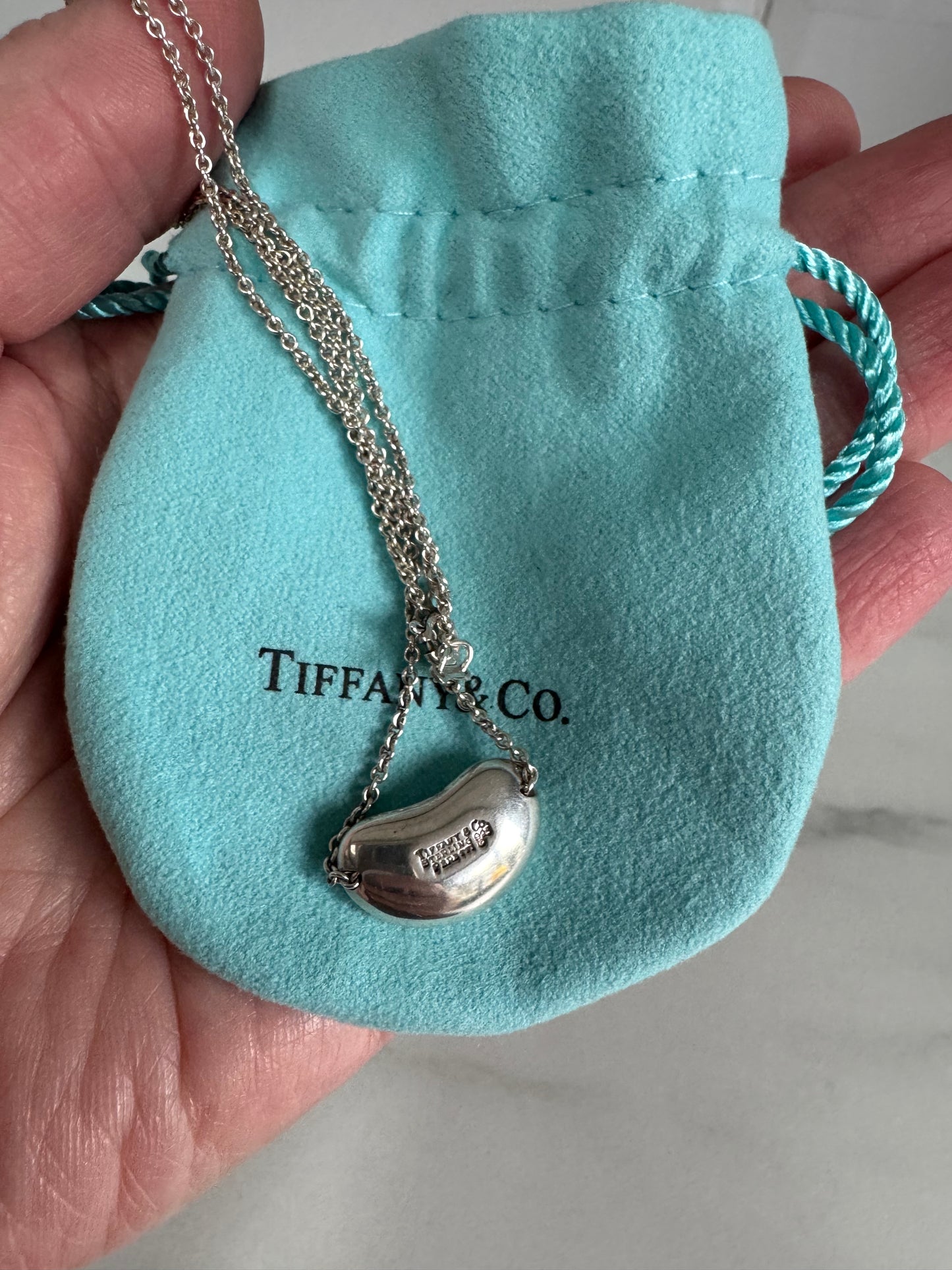 Tiffany & Co Elsa Peretti Bean Necklace - Silver