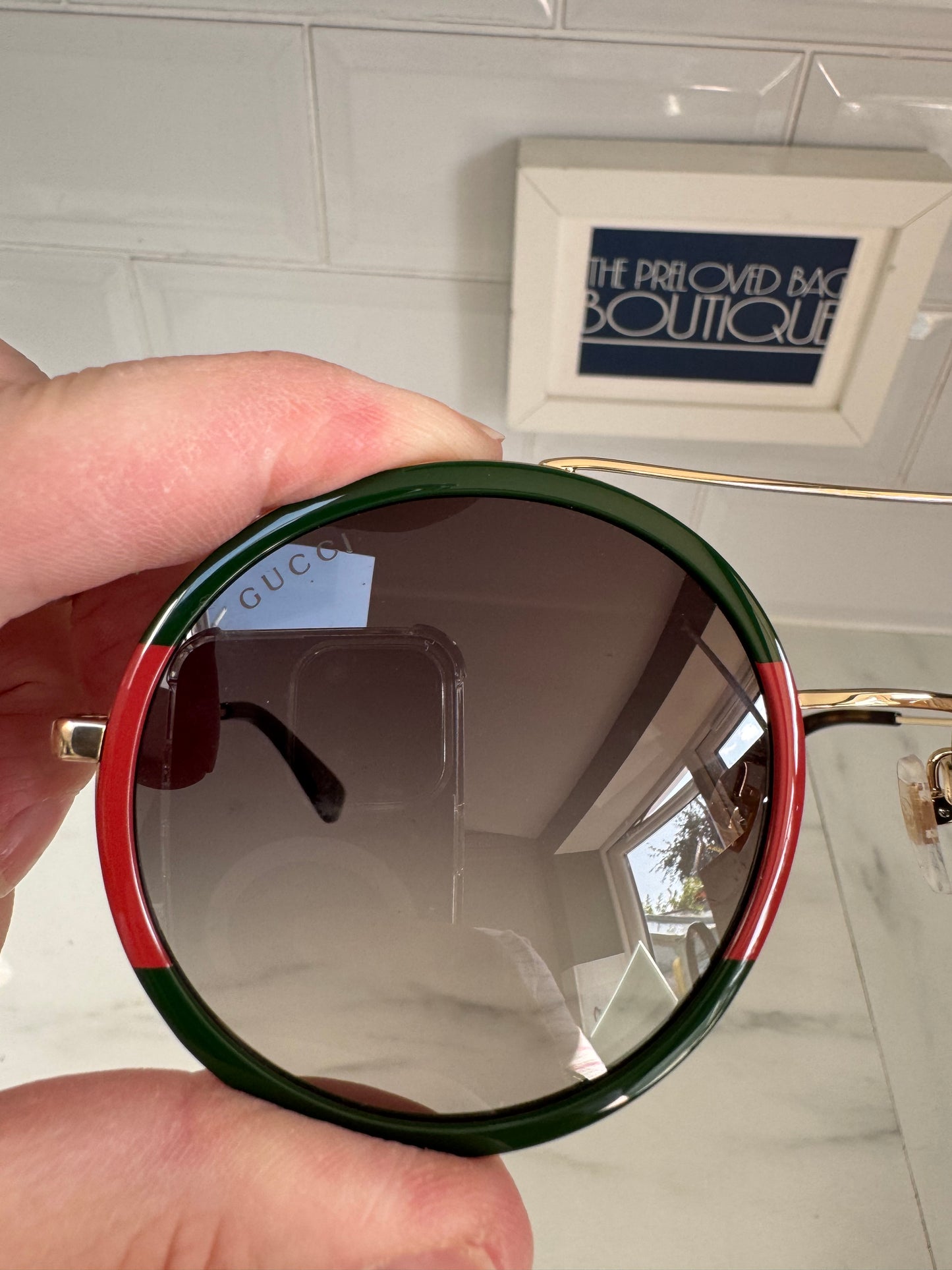 Gucci Round Sunglasses - Green and Red
