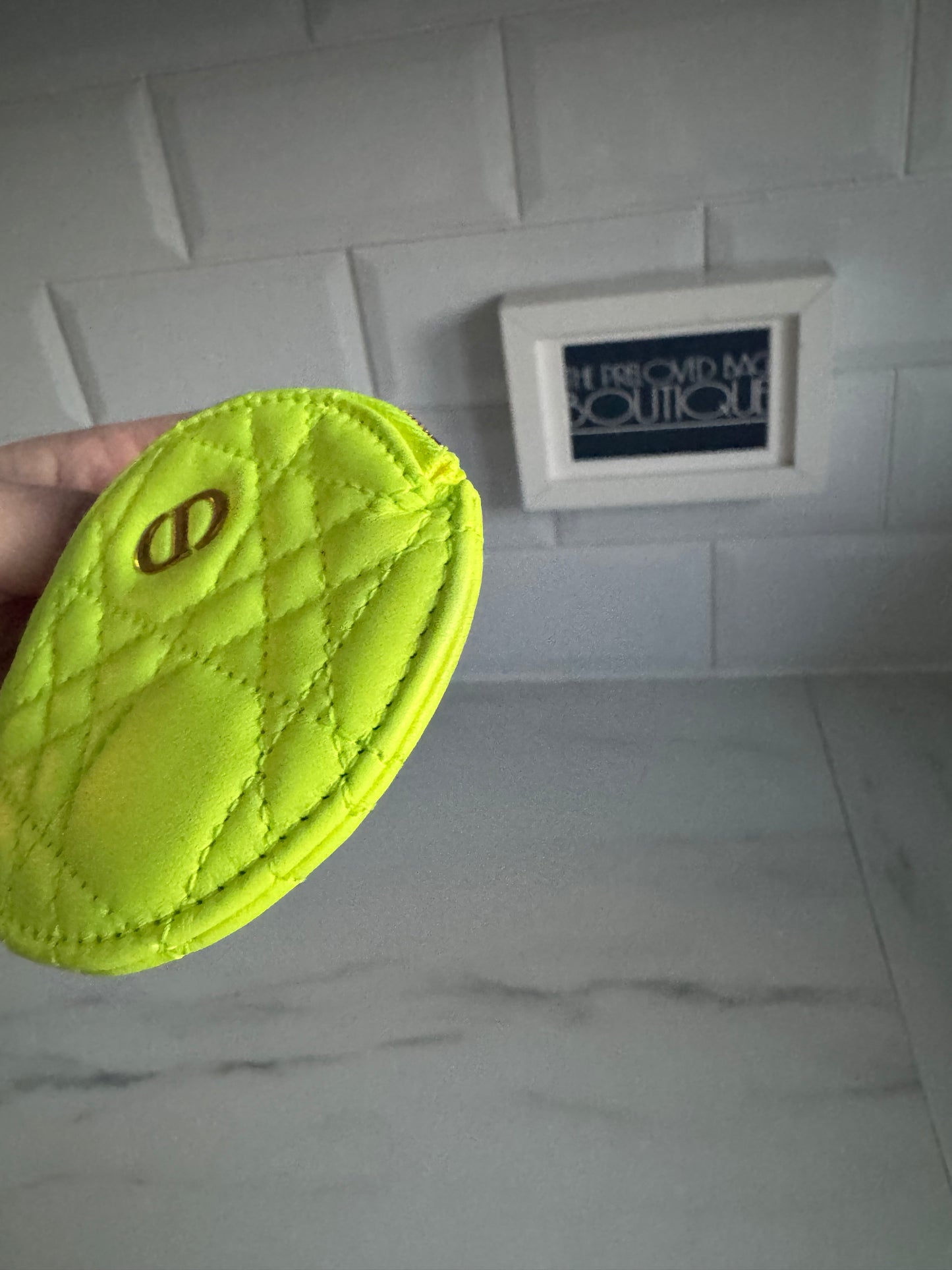 Dior Caro Small Coin Pouch - Fluorescent Lime