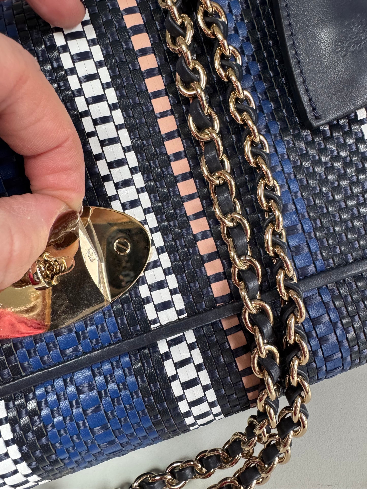 Mulberry Medium Twilight Rafia Lily - blue, pink, black and white