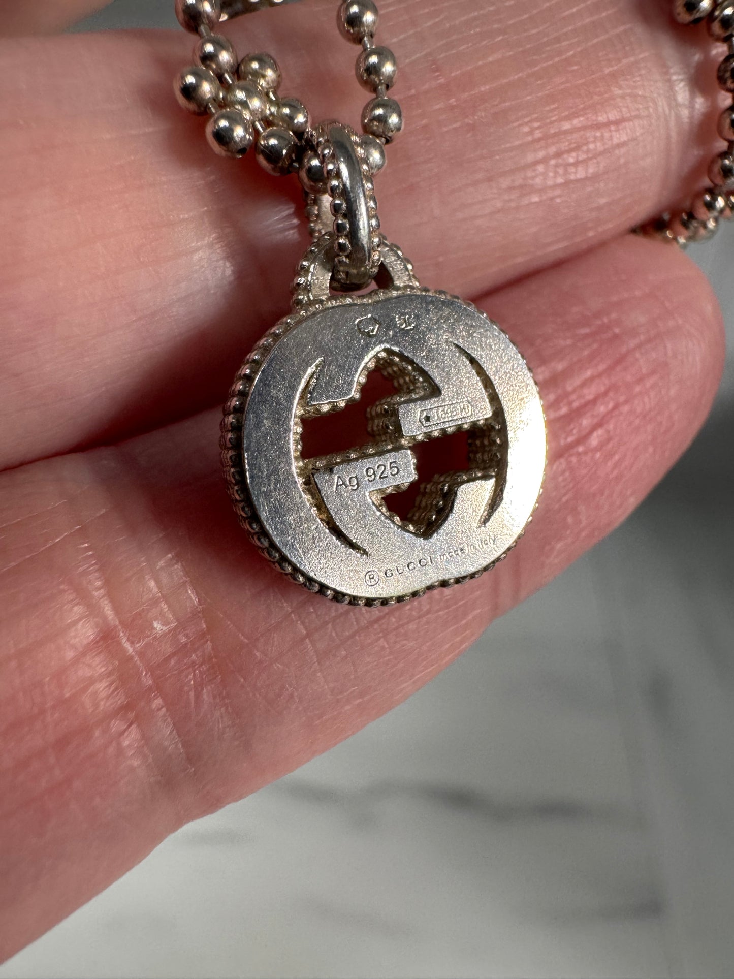Gucci Interlocking G Pendant Necklace - Silver