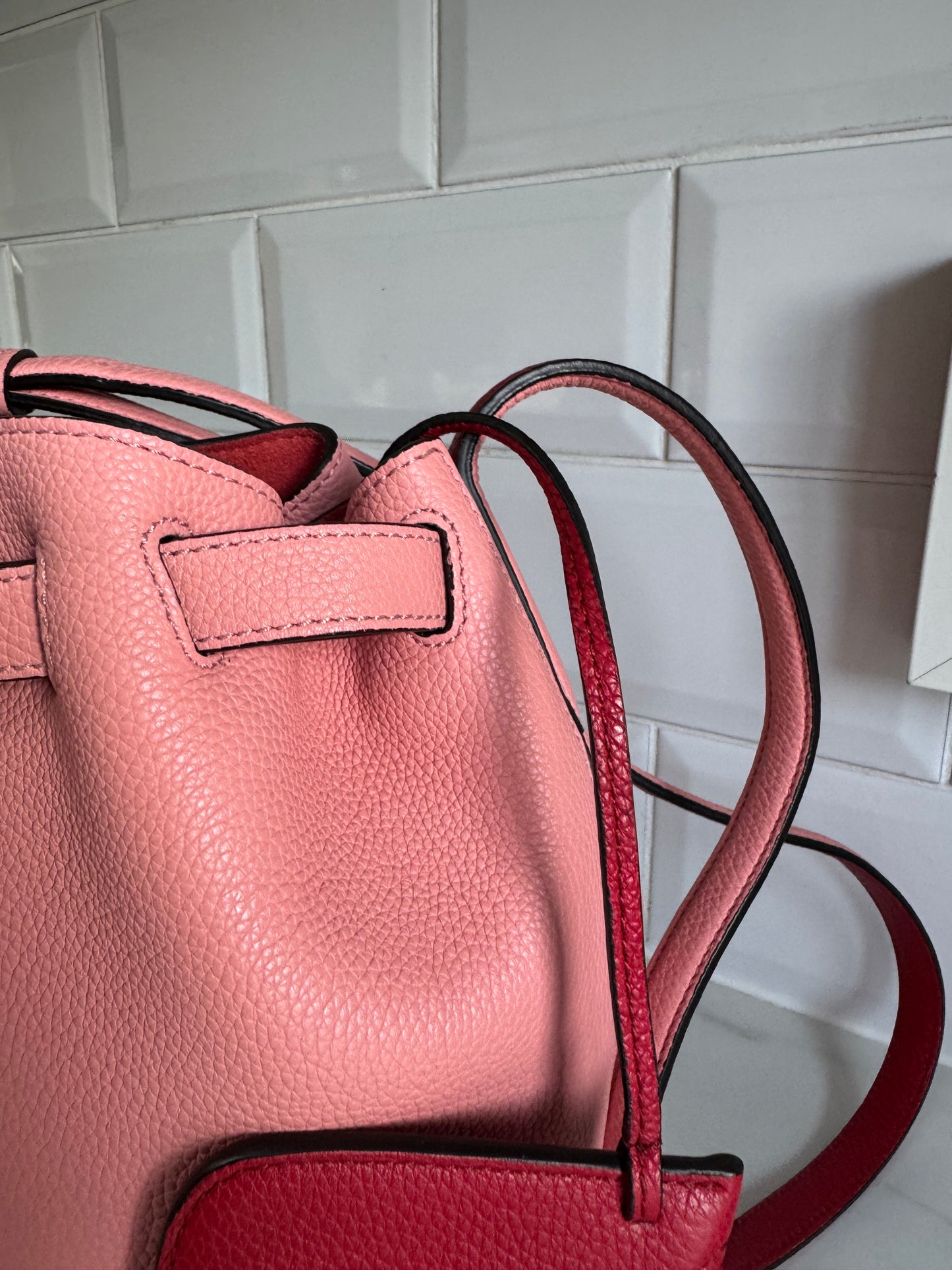 Mulberry Abbey Bucket Bag - Macaroon Pink & Red