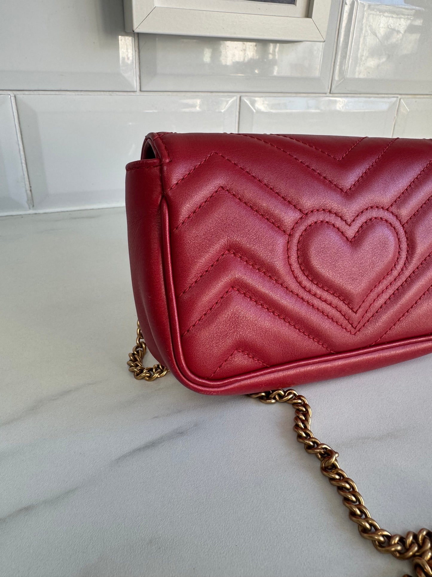 Gucci Super Mini Marmont - Red