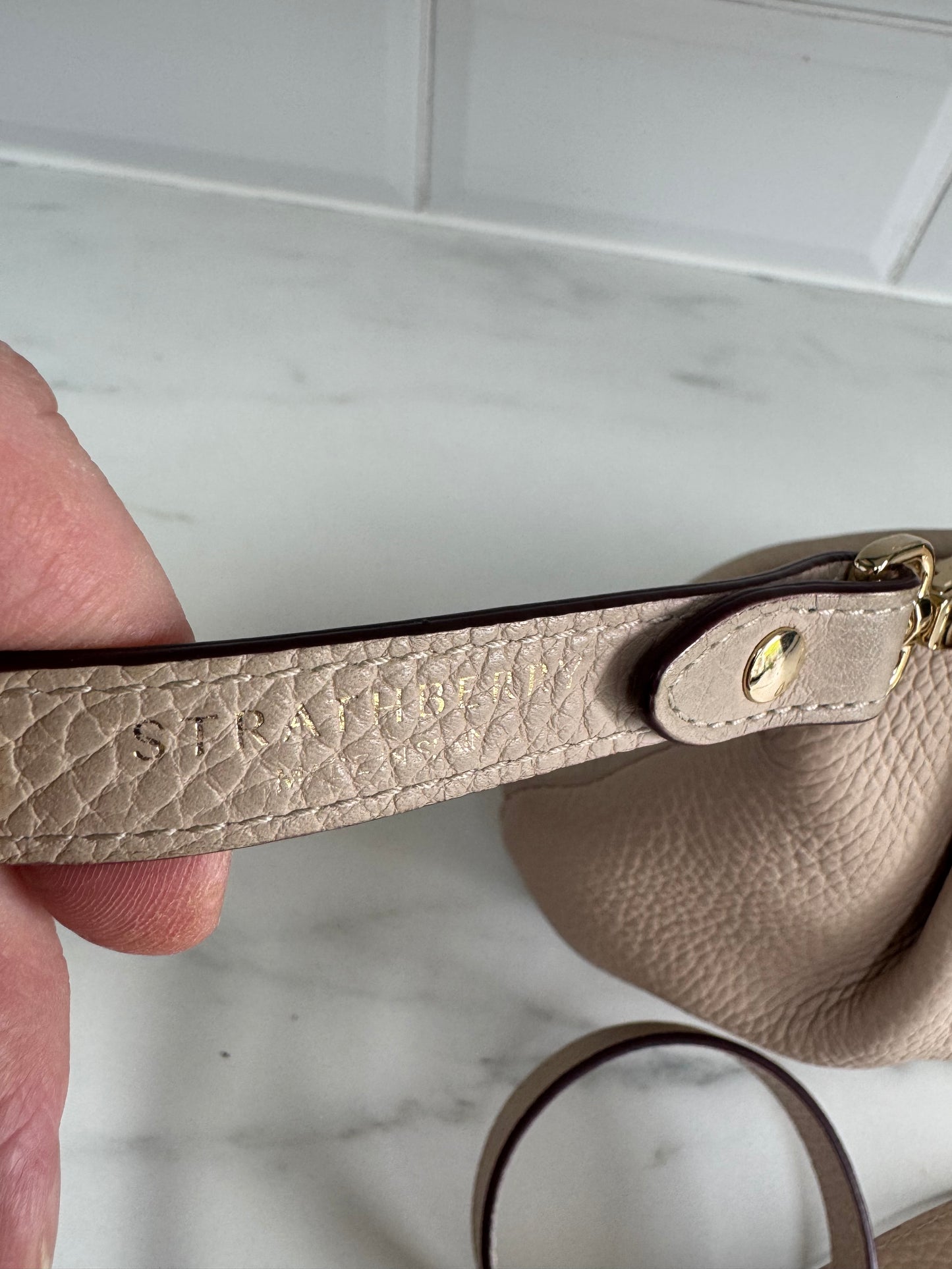 Strathberry Osette Drawstring Pouch Cross Body - Nude