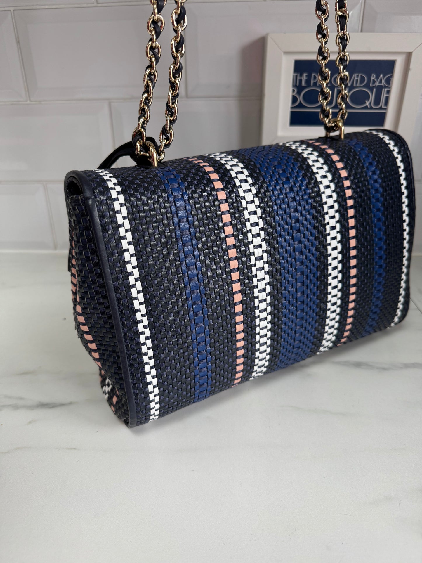 Mulberry Medium Twilight Rafia Lily - blue, pink, black and white