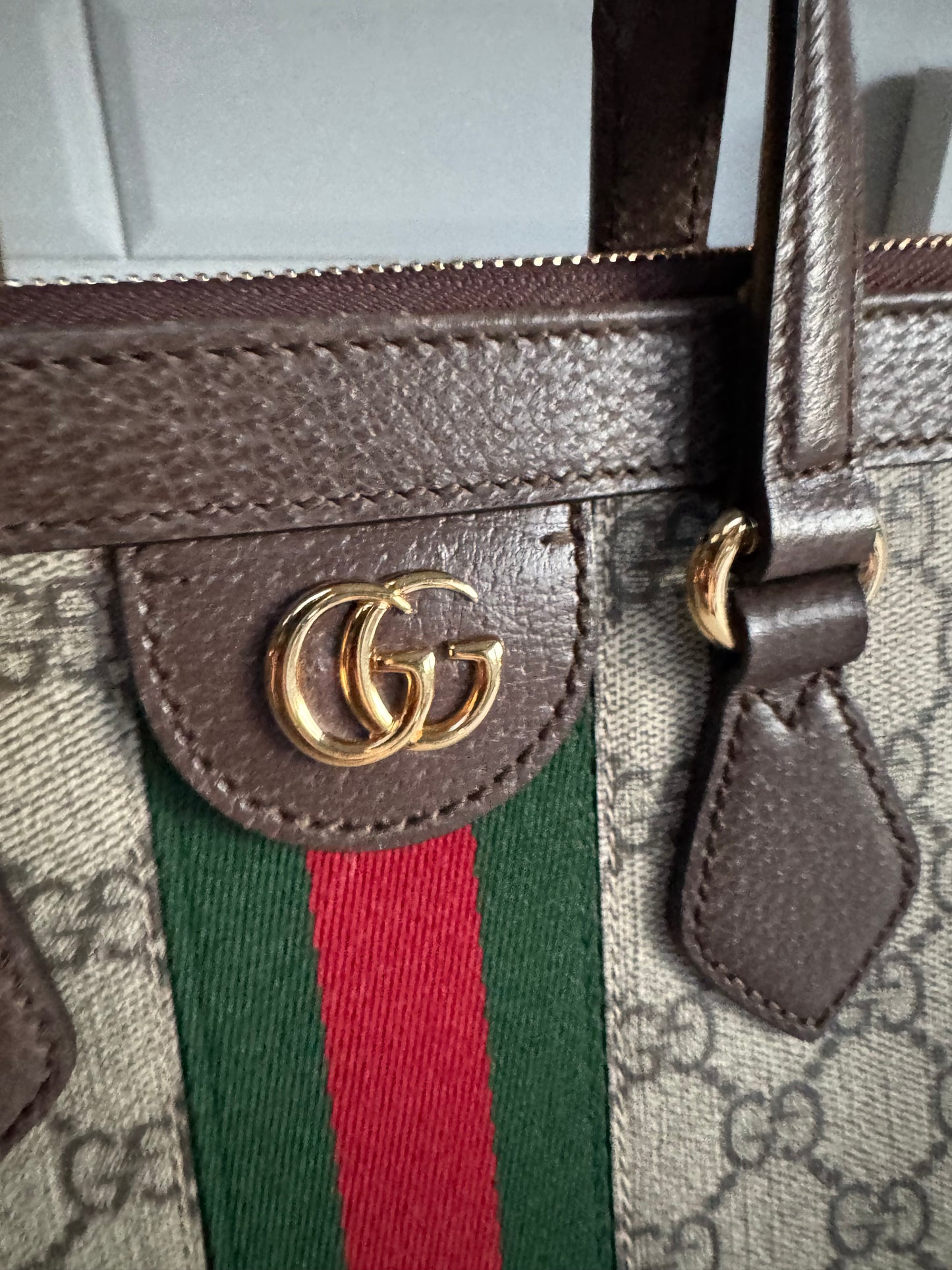 Gucci Medium Ophidia Tote - Brown, Green, Red, Grey