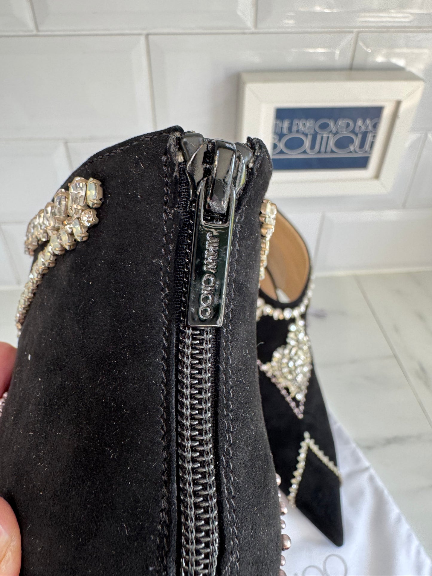 Jimmy Choo Kendrix 100 Laser Cut Crystal Embellished Ankle Boots - Back