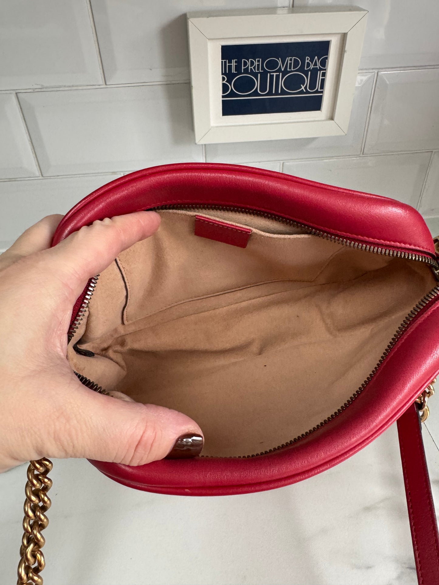 Gucci Marmont Small Shoulder Bag - Red