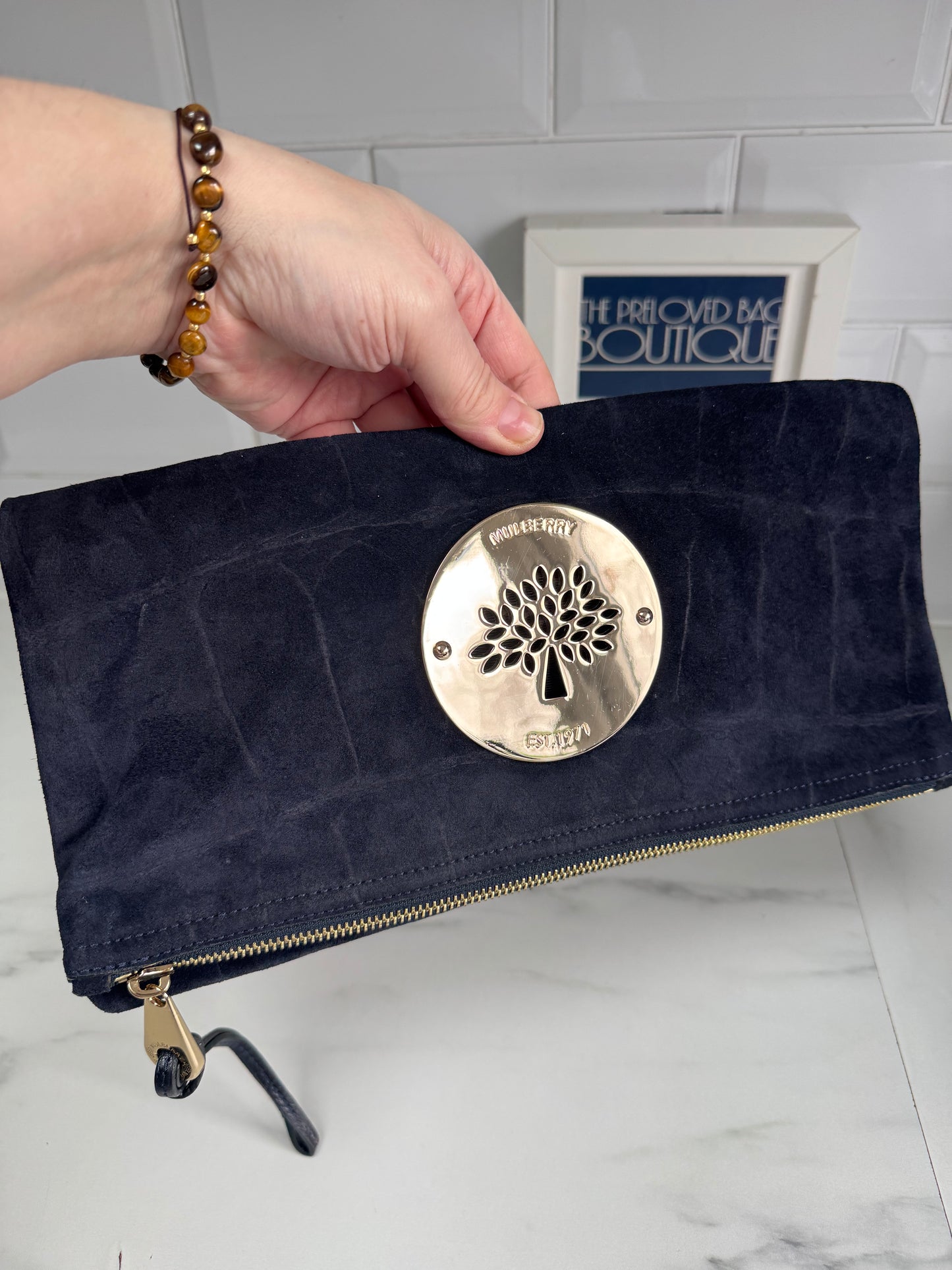 Mulberry Daria Clutch - blue Suede