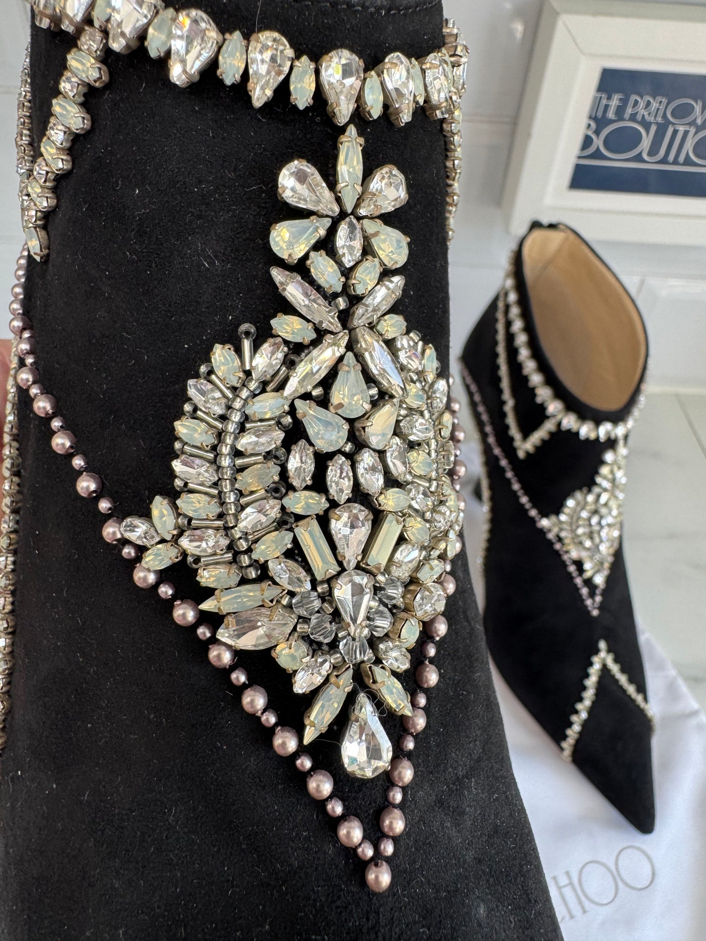 Jimmy Choo Kendrix 100 Laser Cut Crystal Embellished Ankle Boots - Back
