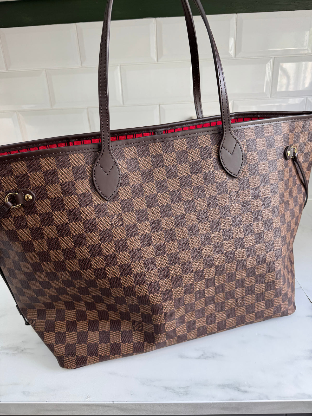 Louis Vuitton GM Neverfull Bag and Pouch - Brown Damier Ebene