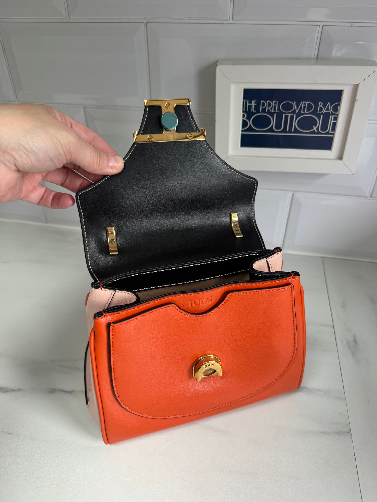 Tods T Bag - Black and Orange