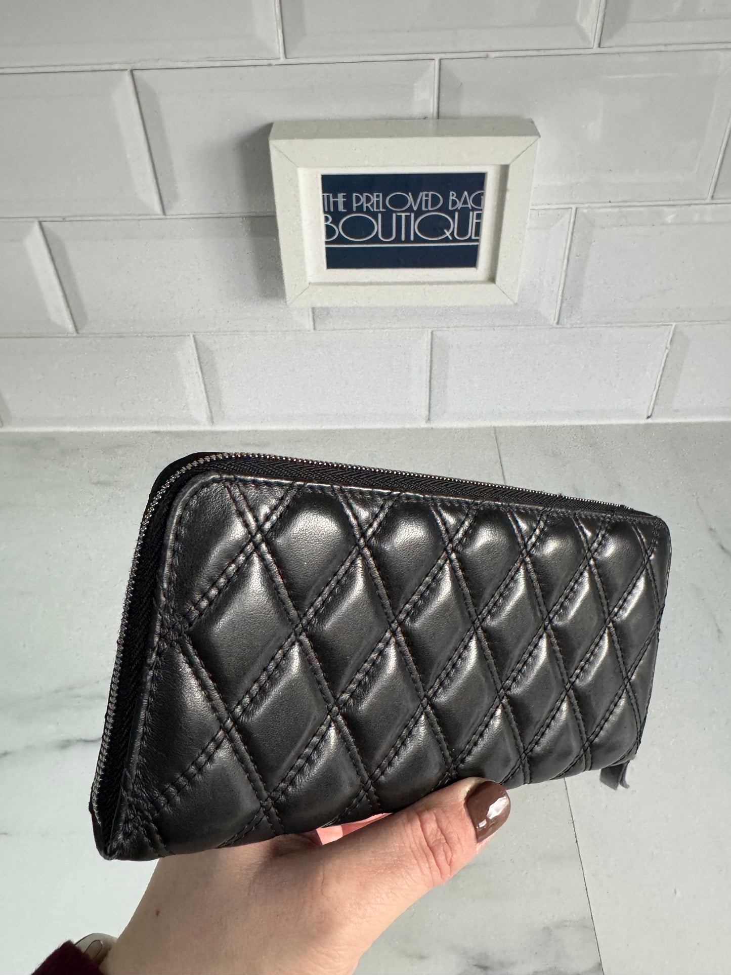 Mulberry Long Zip Around Quilted wallet - Black